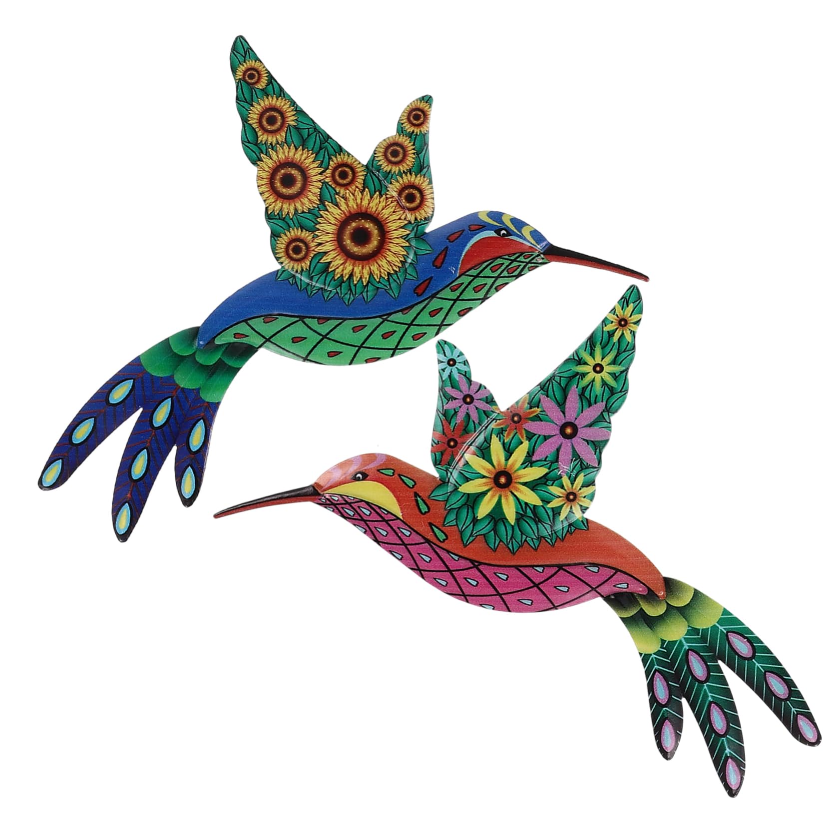 Balacoo 2-Pack Realistic Hummingbird Wall Decor - Metal Garden Art Statue for Outdoor Fence, Lawn & Patio Decoration | Rust-Proof Weather-Resistant Yard Ornaments for Backyard, Porch & Garden Decor