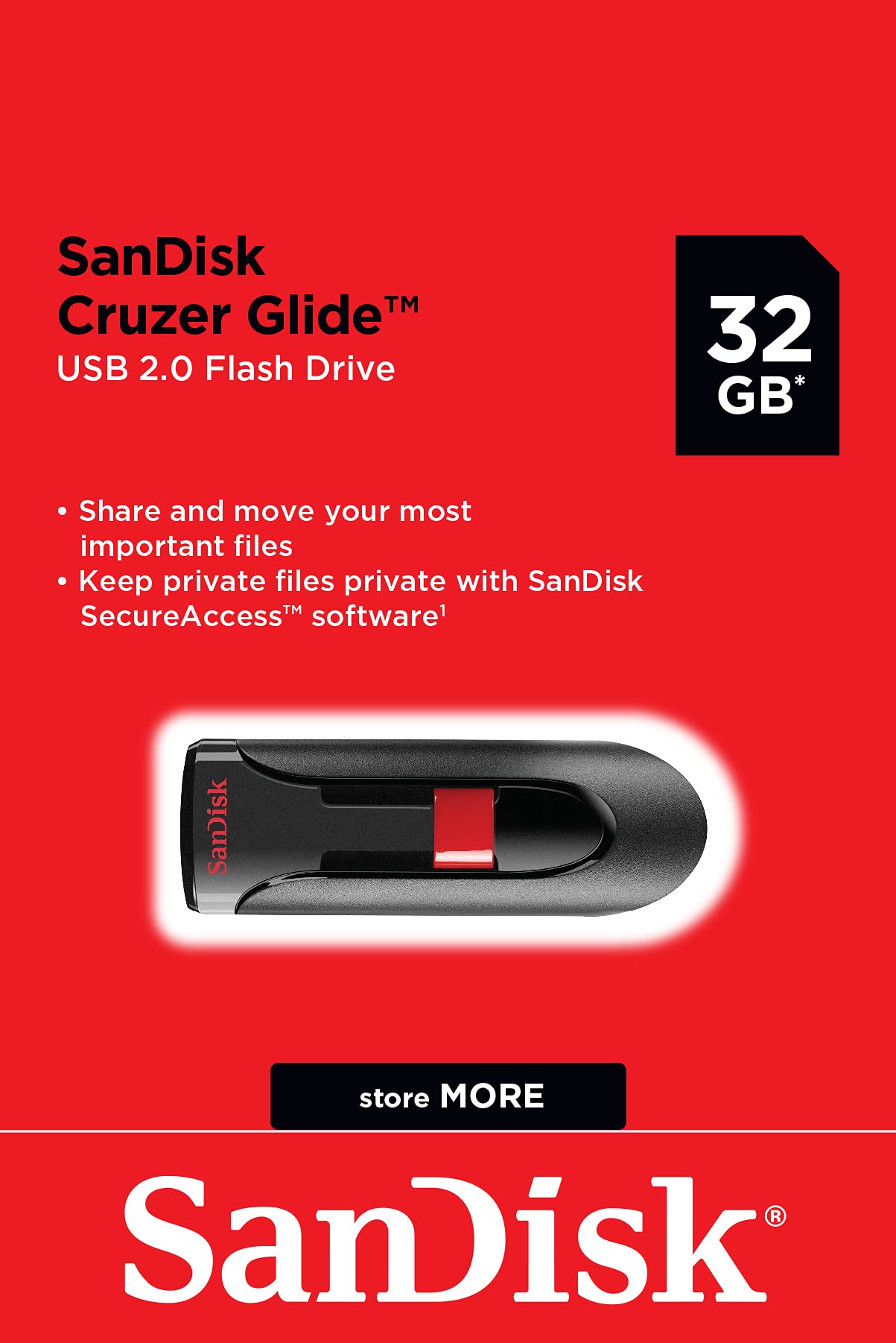 SanDisk 32GB Cruzer Glide USB 2.0 Flash Drives (10-Pack) with Lanyards for Office & School Use