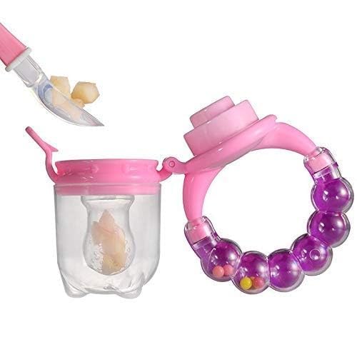 Kritiu Banana-Shaped Baby Teething Brush & Rattle Nibbler Set - Soft Silicone Teether Toy for Infants | BPA-Free, Non-Toxic, Easy to Clean | Perfect for Soothing Sore Gums & Early Oral Development (Peach & Purple) | Ideal for Home, Travel & Daycare Use