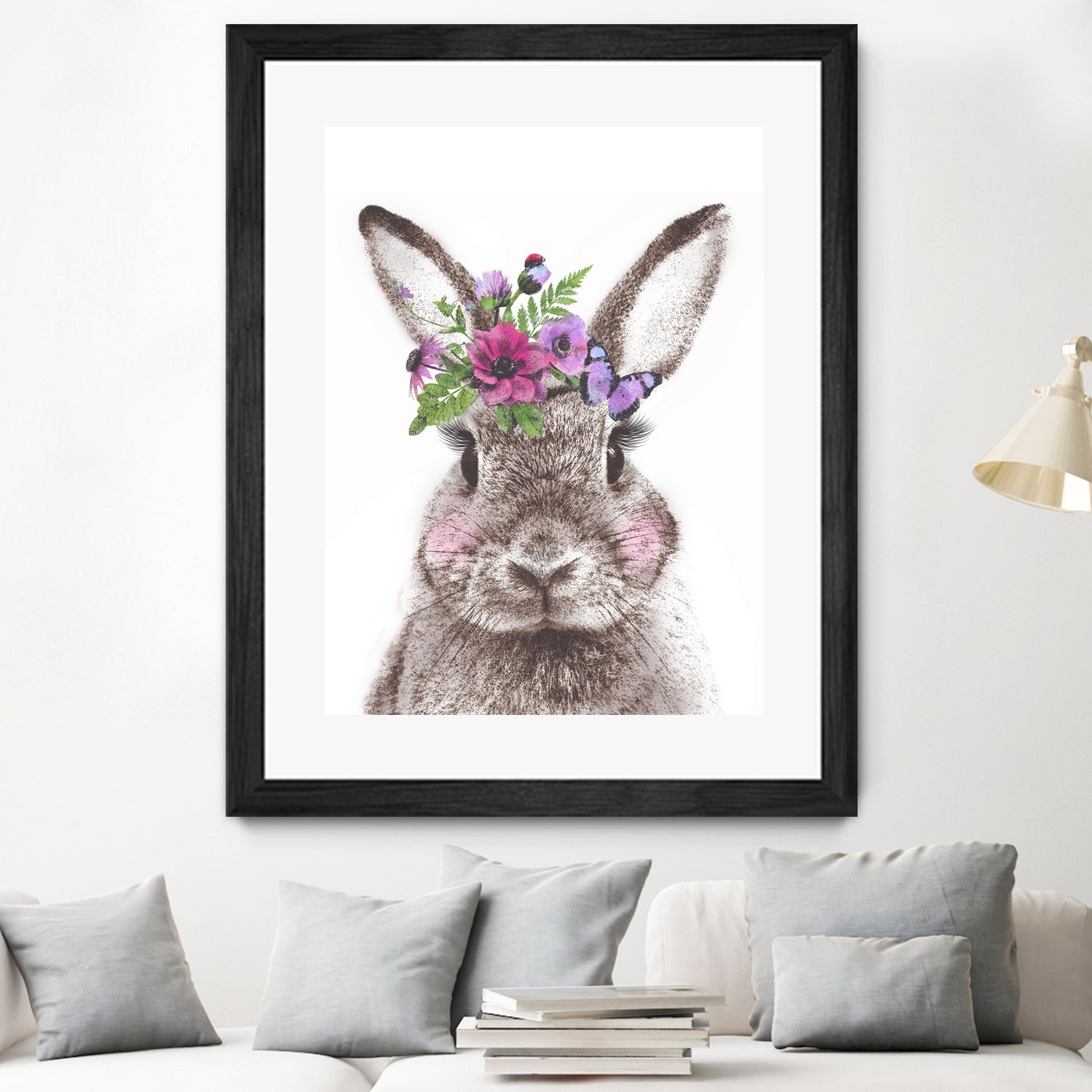 Cute Floral Bunny Plush Toy - Soft Stuffed Animal for Kids, Easter Gift, Nursery Decor, and Spring Home Decoration