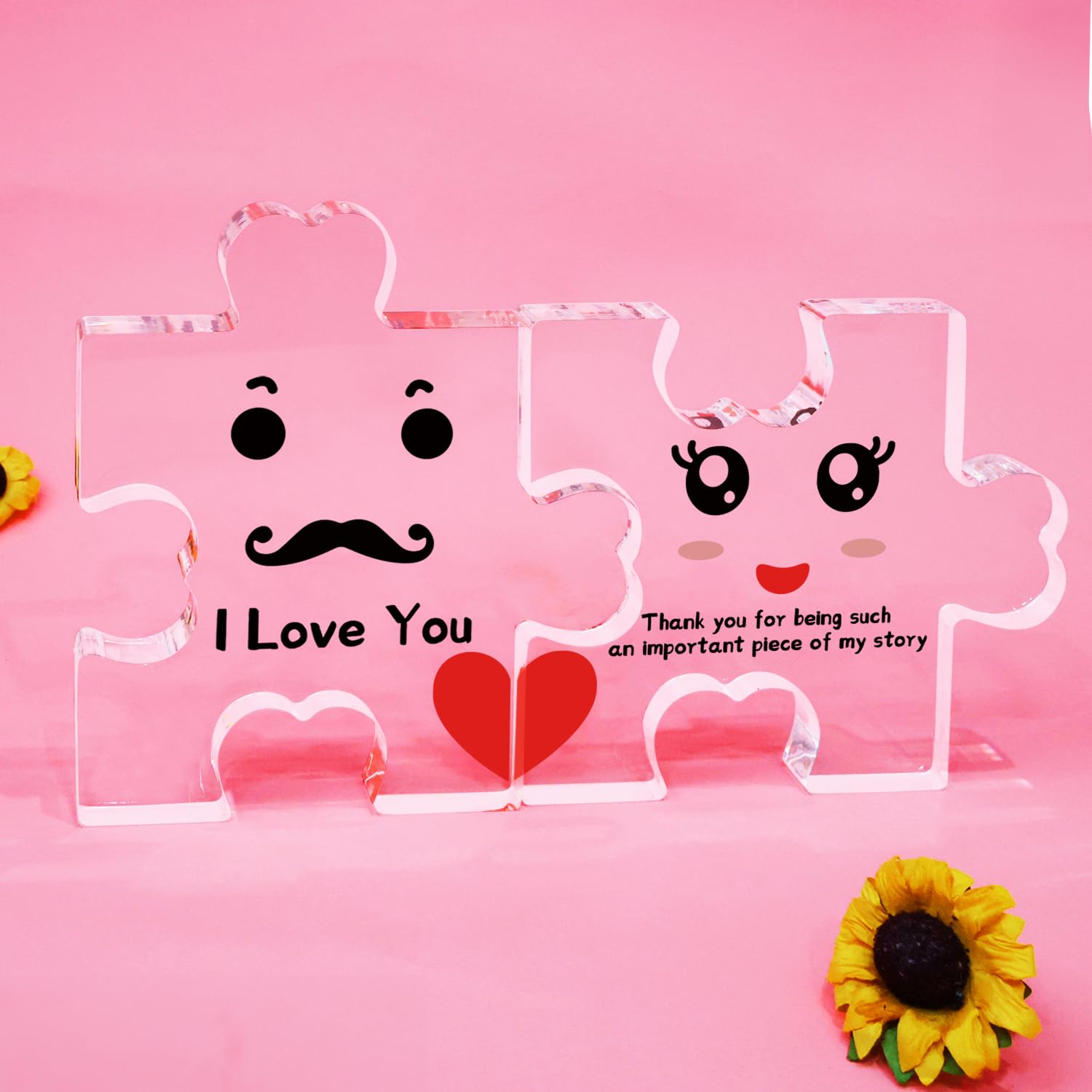 Romantic Wedding Gifts for Bride and Groom - 2pc Acrylic Puzzle Keepsake - Perfect for Engagement, Anniversary & Valentine's Day - Unique Couple Gift for Wife & Husband - Home Decor for Newlyweds
