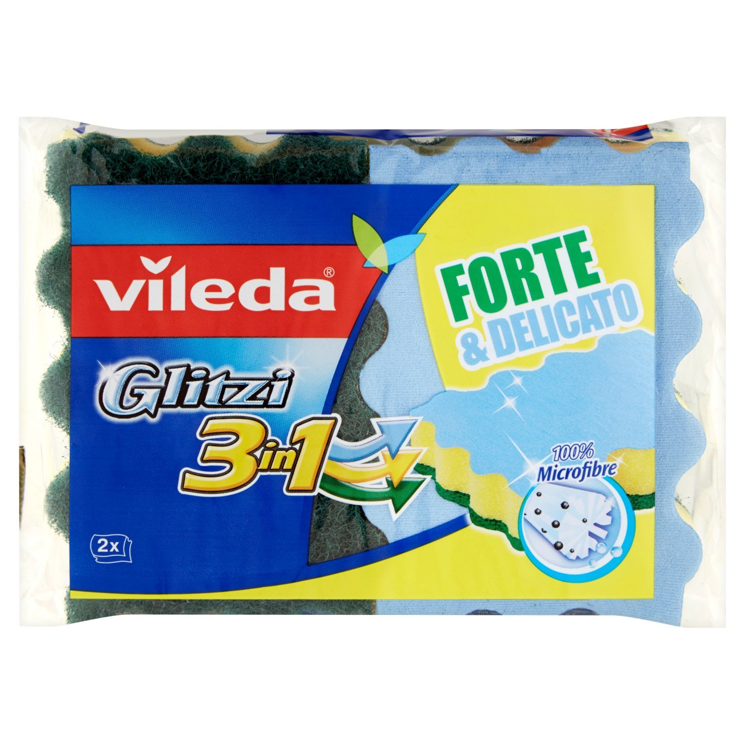 Vileda Glitzi 3-in-1 Multi-Purpose Sponge - 5 Packs (10 Sponges Total) - Non-Scratch Scrub Sponge for Dishes, Kitchen Cleaning & Bathroom Surfaces