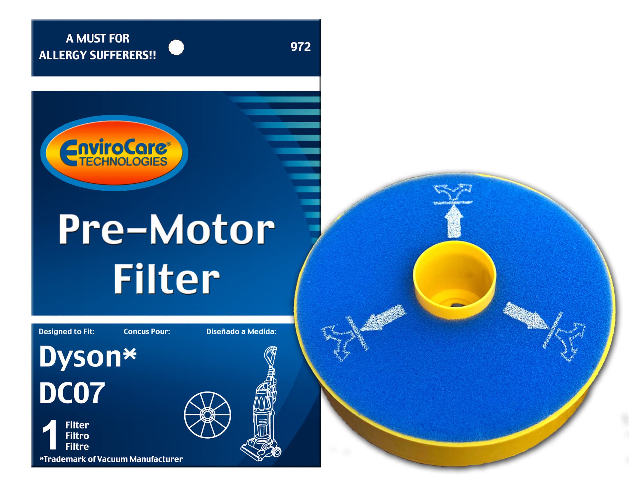 EnviroCare Replacement Vacuum Cleaner Pre-Motor Filter Compatible with Dyson DC07 Upright Vacuums - High Efficiency Dust Filtration for Pet Hair, Allergies & Home Cleaning