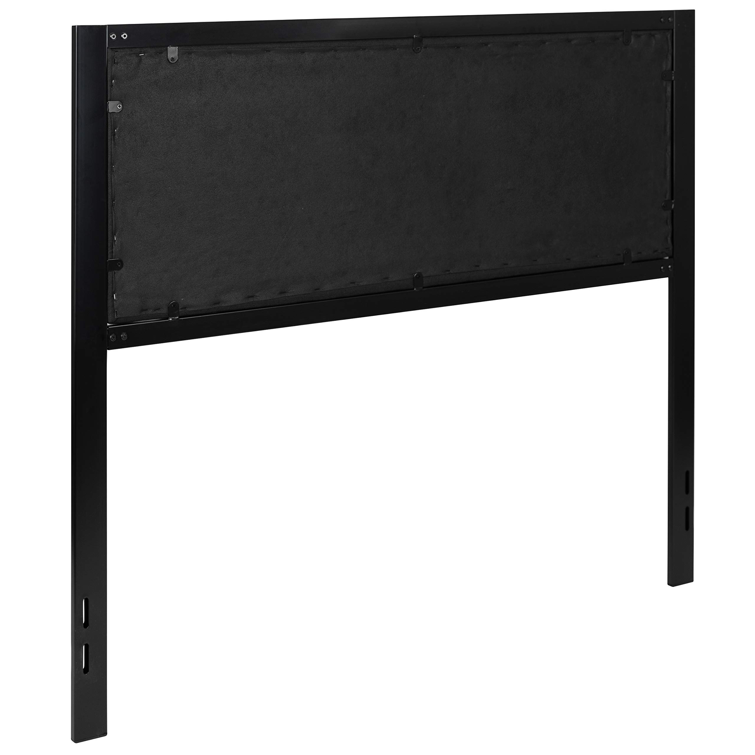 Full Size Upholstered Metal Panel Headboard in Tufted Black Fabric - Queen Bed Frame Accent for Modern Bedroom Decor | Perfect for Master Bedrooms, Guest Rooms & Apartment Living