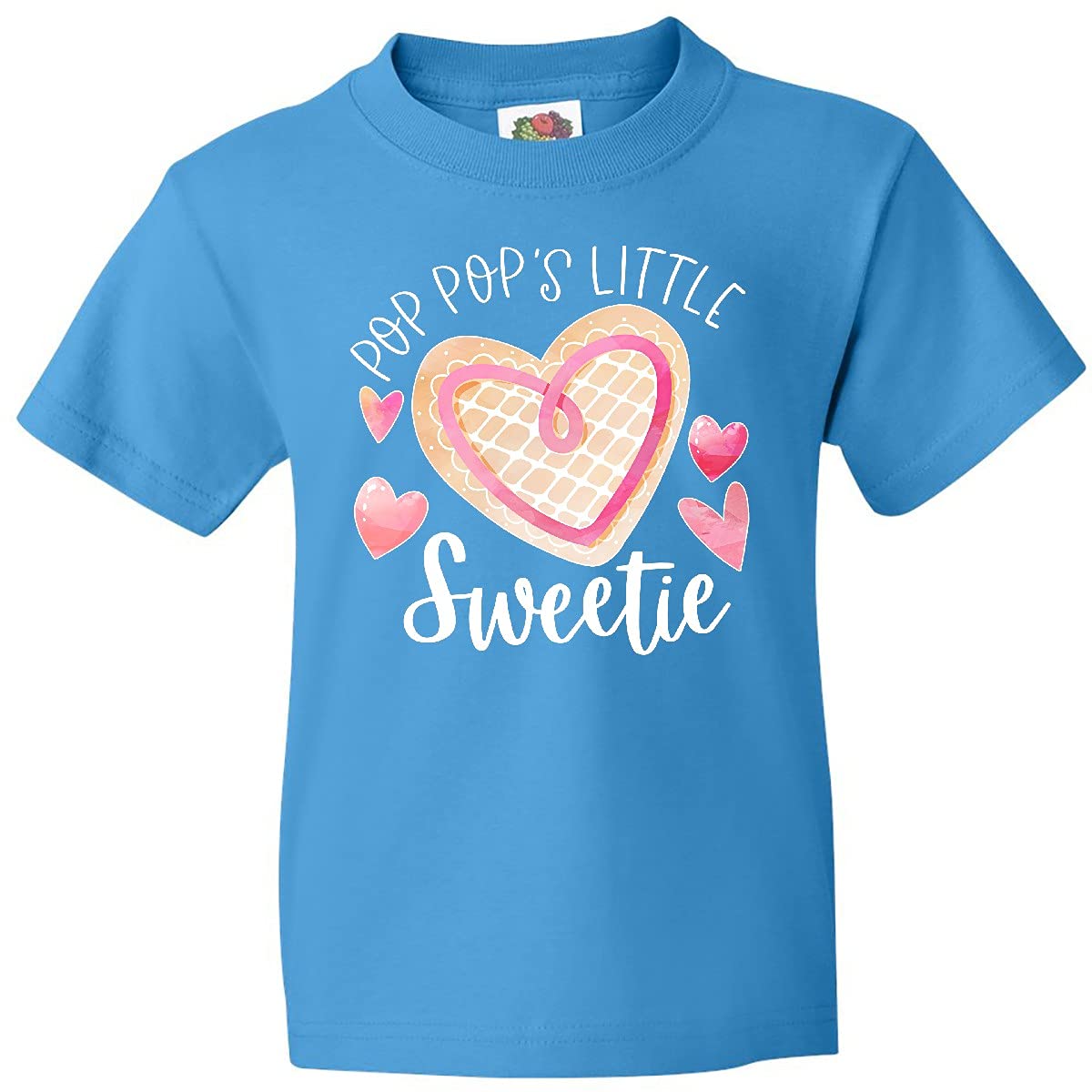 Inktastic Pop Pop's Little Sweetie Pink Heart Cookie Youth T-Shirt - Cute Valentine's Day Gift for Kids & Granddaughters - Perfect for Family Photos, Birthday Parties & Holiday Celebrations