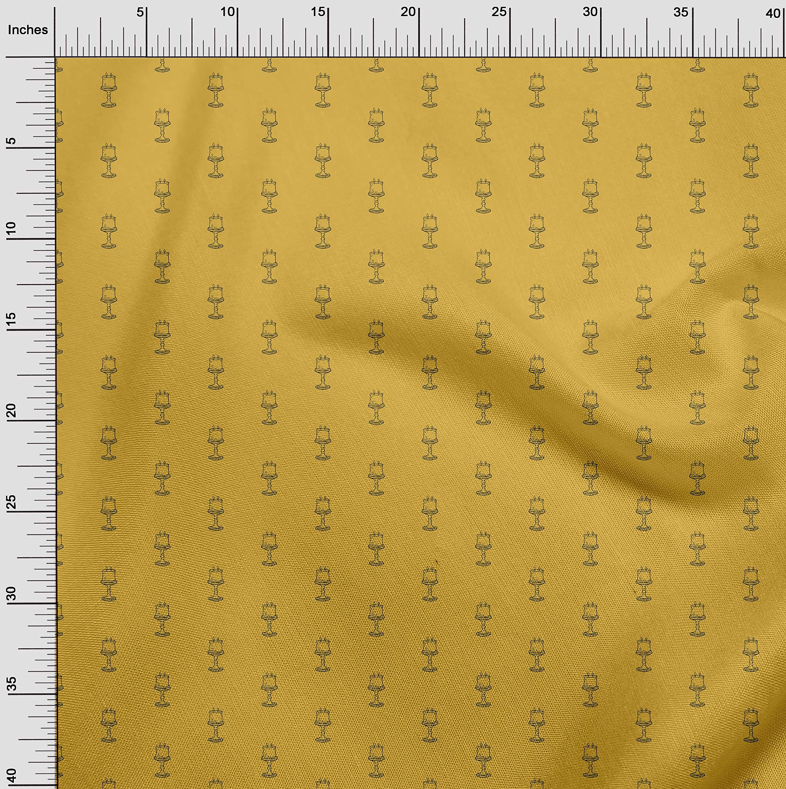 oneOone Viscose Chiffon Fabric - Yellow Retro Print, 42 Inch Wide by The Yard for DIY Clothing & Sewing Projects | Perfect for Dresses, Scarves & Home Decor