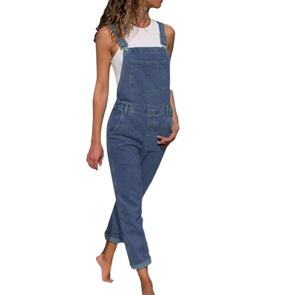FORUU Women's Casual Denim Bib Overalls - 2020 Trendy Straps Romper Jeans with Distressed Holes | Perfect for Work, Outdoor Adventures & Street Style Fashion