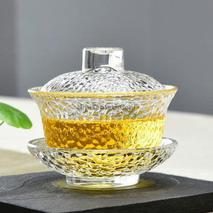 Premium Crystal Glass Gaiwan - Traditional Chinese Tea Set for Brewing Loose Leaf Tea - Perfect for Gongfu Tea Ceremony, Home Tea Parties & Relaxation