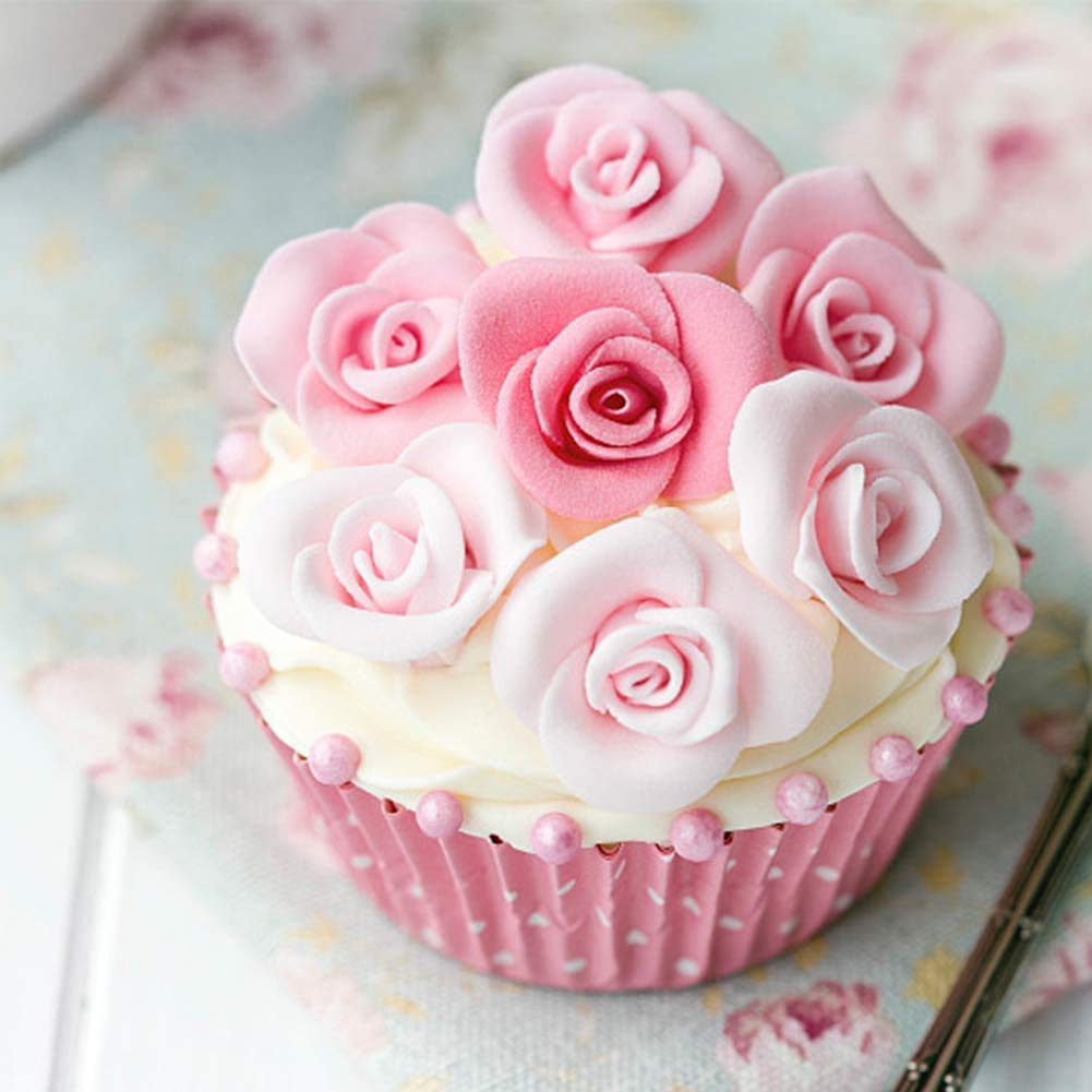 21-Cavity Silicone Rose Flower Fondant Mold - Cake Cupcake Decorating Tool for Chocolate, Candy Making, Pastry & Candle DIY - Perfect for Wedding, Birthday & Party Dessert Decorations