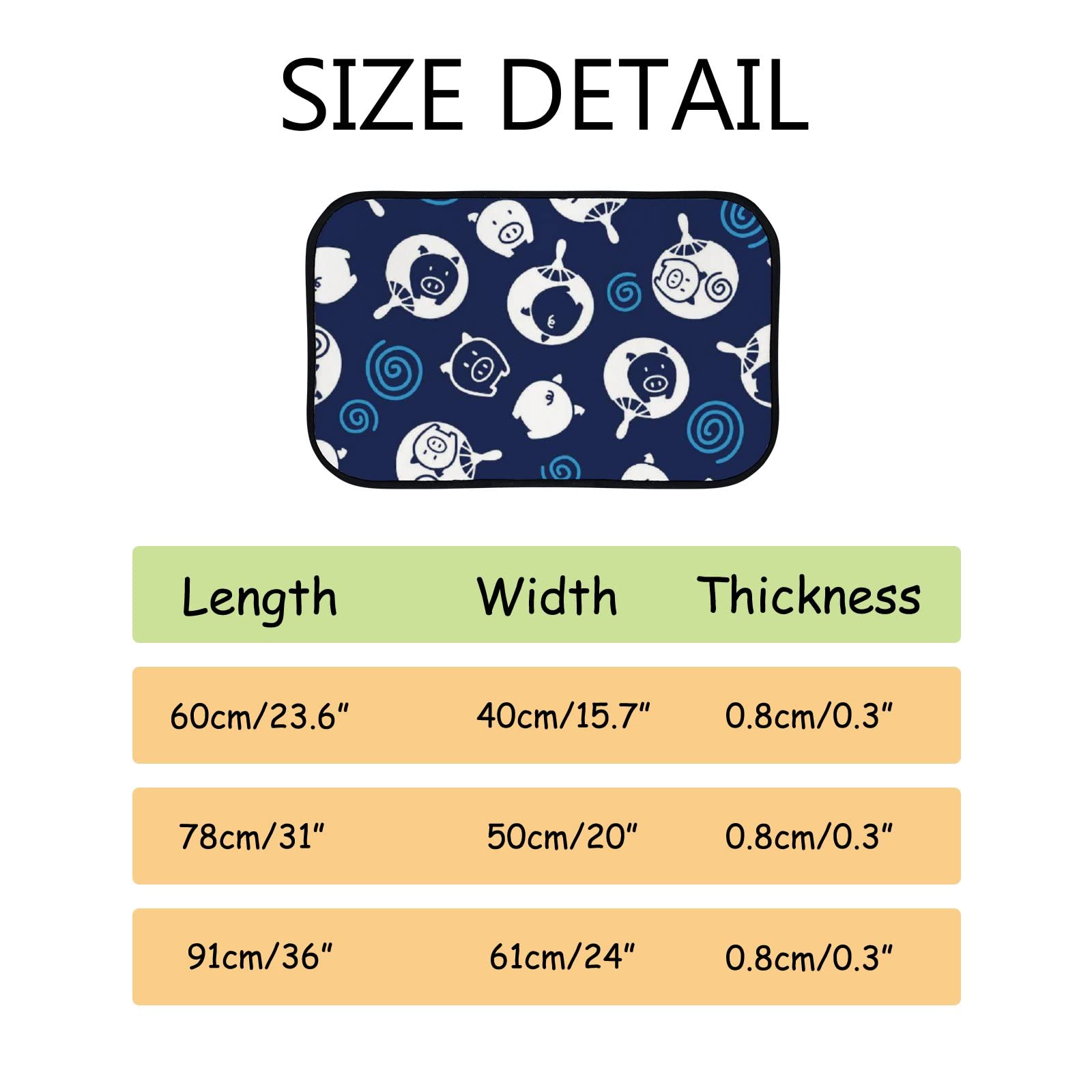 Japanese Style Fan Pig Non-Slip Washable Soft Foam Area Rugs - 31x20 Inch Kitchen & Bathroom Rug for Home Decor, Indoor/Outdoor Use - Perfect for Entryway, Nursery, and Pet-Friendly Spaces