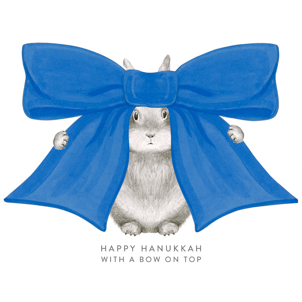 Happy Hanukkah Greeting Card with Bow - Perfect for Jewish Holiday Celebrations, Gift Giving & Festive Wishes