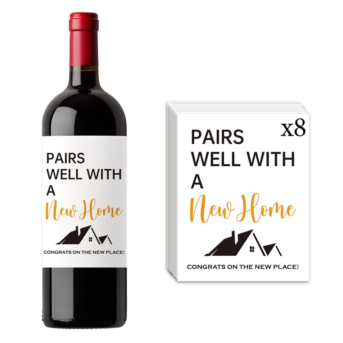8 Pcs Housewarming Wine Labels - Perfect New Home Gift Set for Realtors, Couples & Friends - Funny & Cute Wine Bottle Tags for Housewarming Party Decor - Great for New Home Celebrations & Gifts