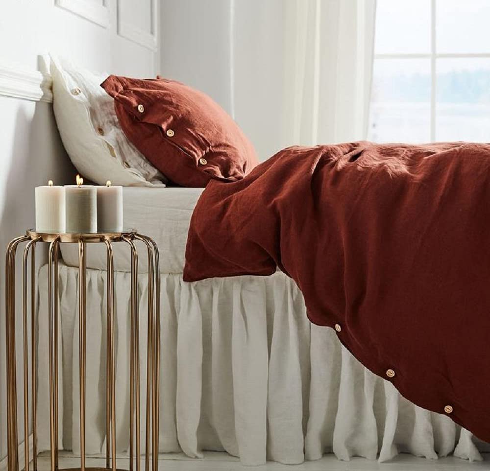3-Piece Burnt Orange Bohemian Bedding Set - King/Queen/Twin Duvet Cover & Comforter Cover - Soft Washed Cotton California King Size - Perfect for Cozy Bedrooms & Boho Chic Home Decor