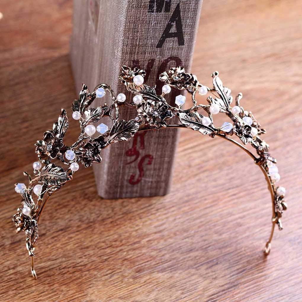 Gold Flower Dragonfly Crown Tiara for Women - Elegant Wedding Bridal Queen Headpiece for Brides, Girls & Teens - Perfect for Weddings, Prom, Pageants & Special Occasions