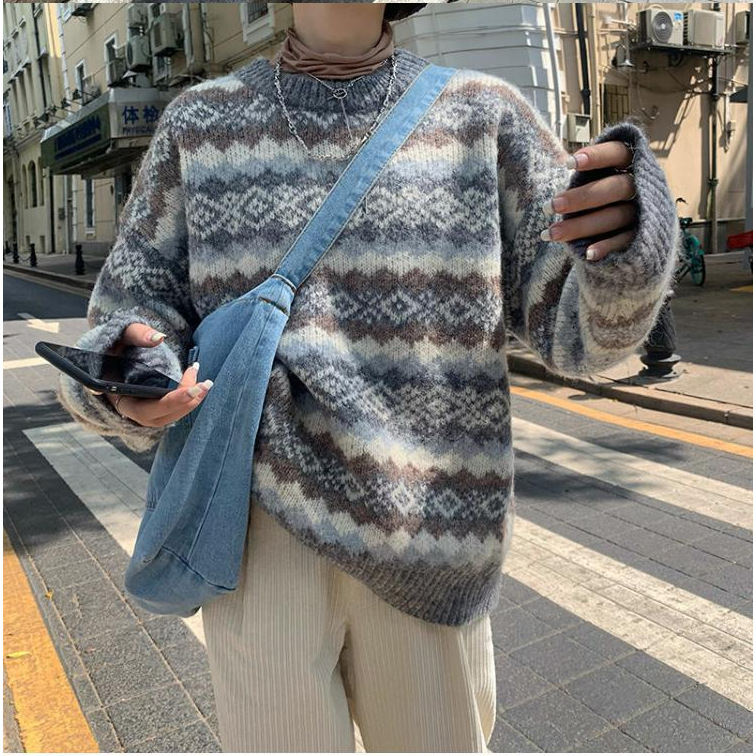 Cozy Christmas Lazy Style Sweater for Women - Winter Warm Oversized Round Neck Pullover 1828 | Perfect for Holiday Parties & Casual Winter Outfits