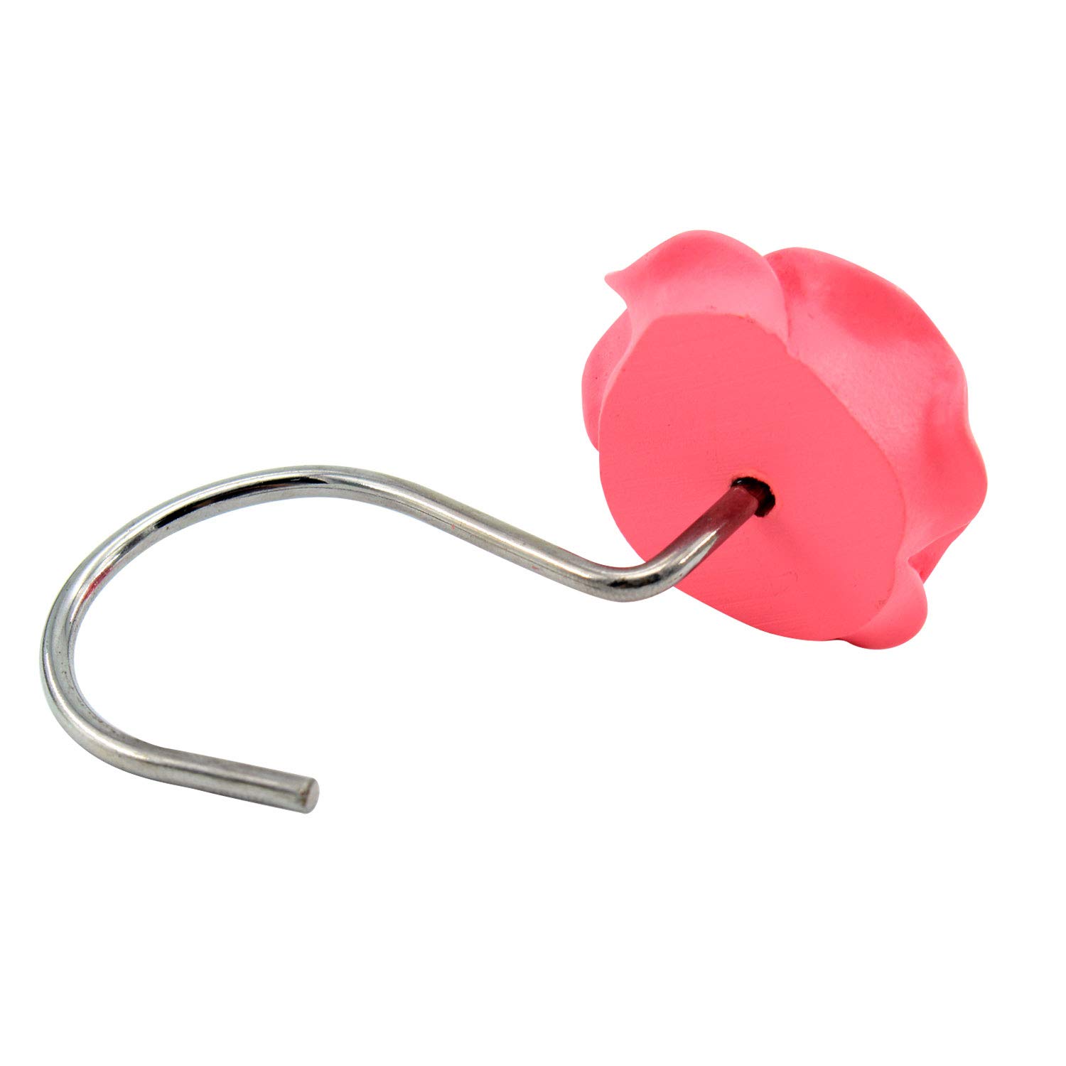 BEAVO Rustproof Resin Rose Flower Shower Curtain Hooks - Set of 12 Pink Bathroom Hooks for Shower Rods & Curtains | Elegant Home Decor for Bathroom, Guest Room & Spa Style Showers