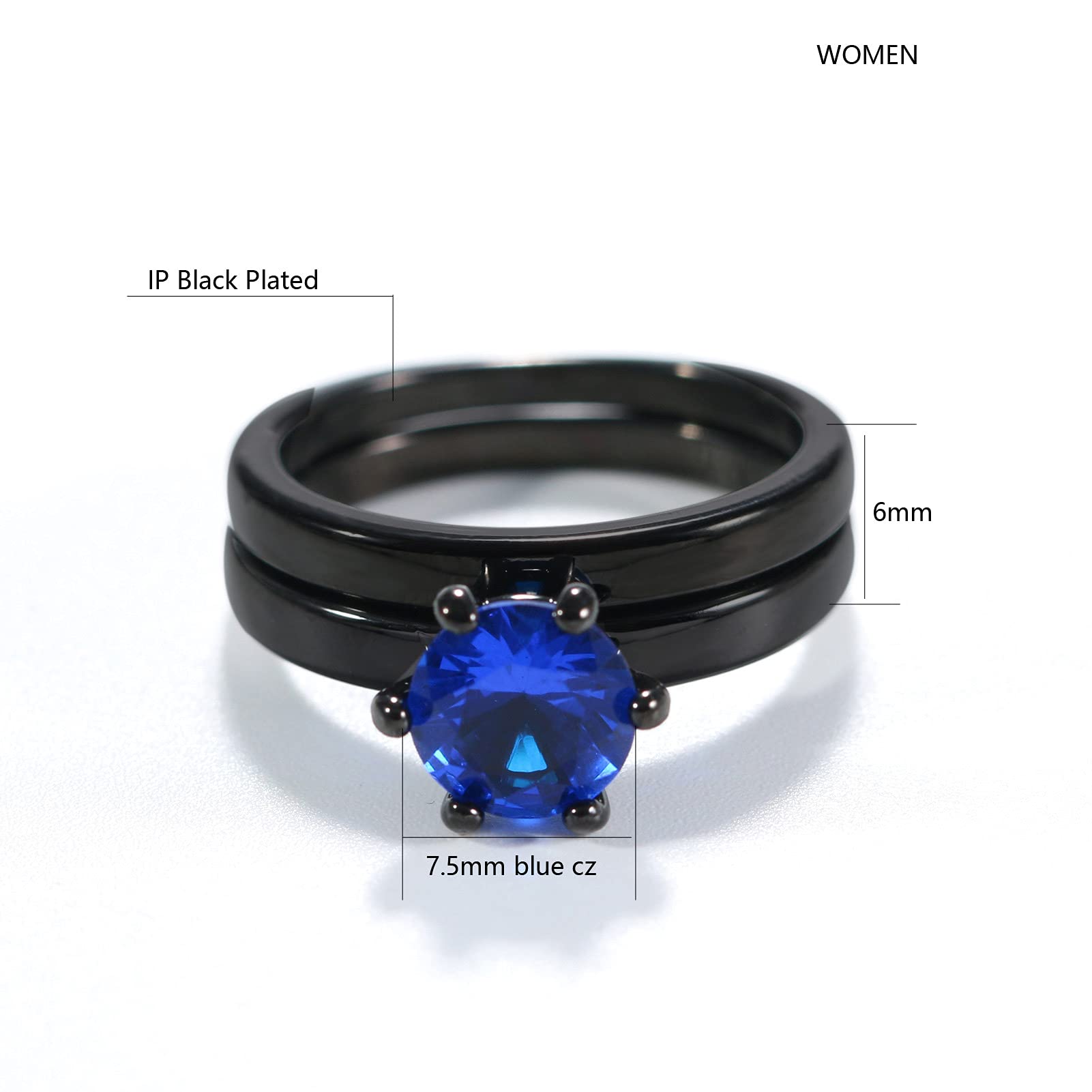 MASHAN His and Hers Wedding Rings Set - Matching Couple Bands for Men & Women - Blue and Black Tungsten Wedding Rings - Perfect for Anniversaries, Engagements, and Romantic Gifts