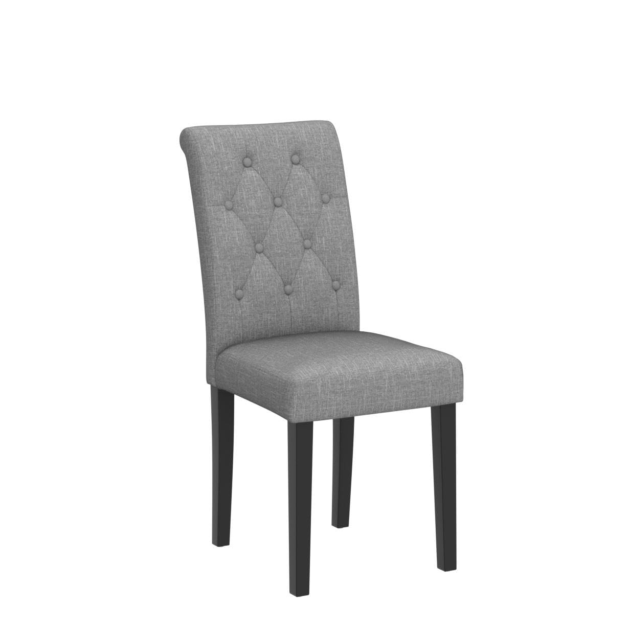Premium DAGONHIL Dining Chairs Set of 6 - Button Tufted Upholstered Kitchen Chairs with Sturdy Black Solid Wood Legs (Gray) - Perfect for Dining Room, Kitchen, Breakfast Nook & Home Decor