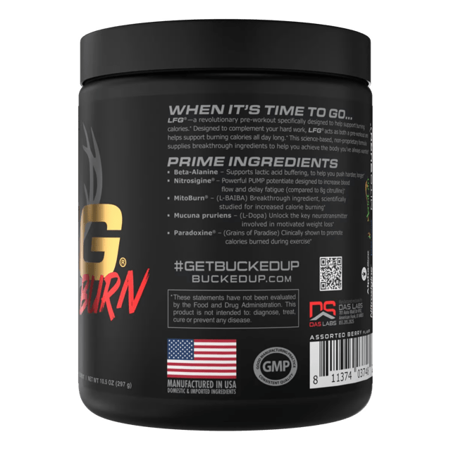 Bucked Up LFG Burn Thermogenic Pre Workout Powder - Fat Burning & Energy Booster for Intense Workouts & Gym Performance