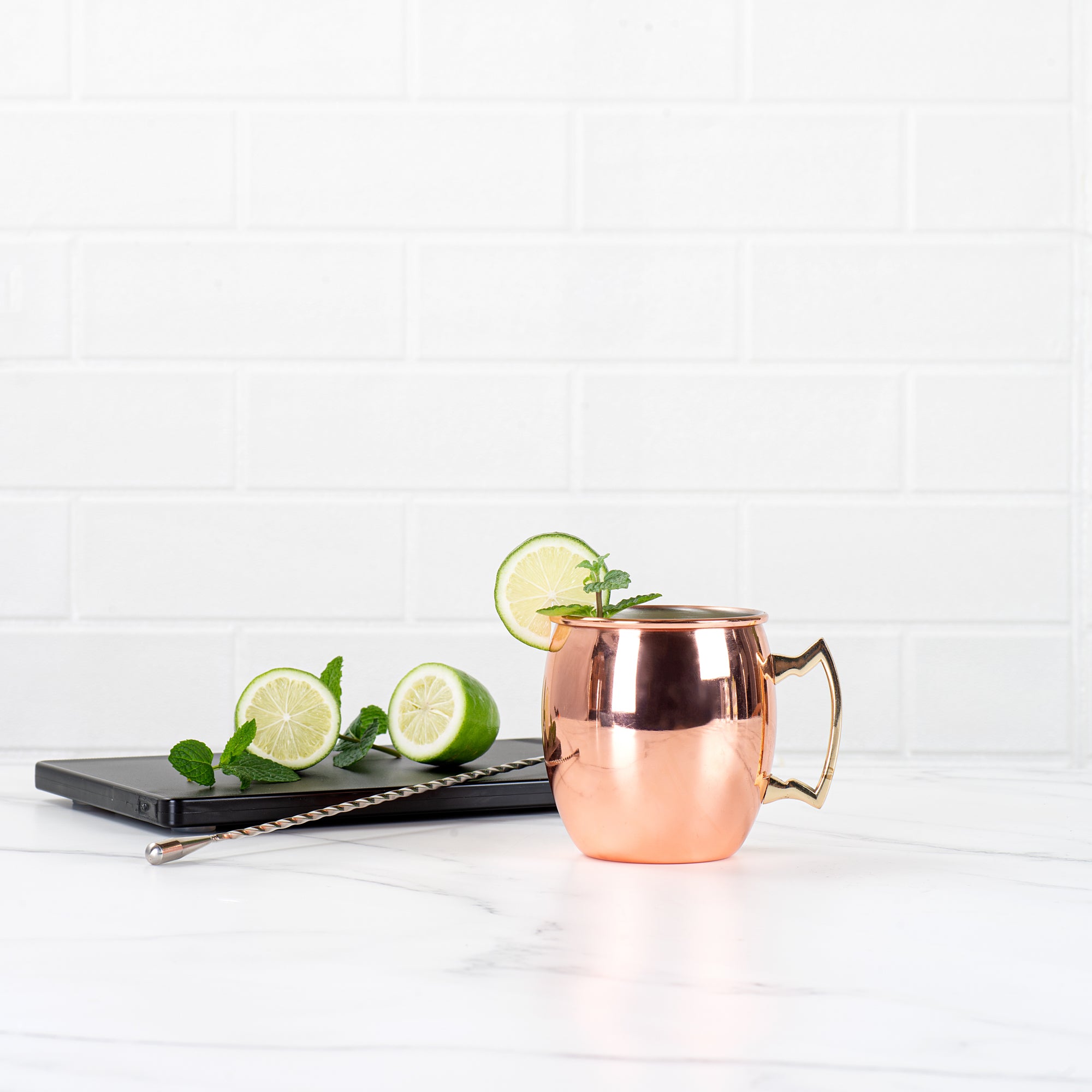 16 oz Copper Plated Stainless Steel Moscow Mule Mug - Bar Lux Classic Cocktail Cup for Gin, Vodka & Whiskey Drinks - Perfect for Parties, Gifts & Home Bar Decor (3.5