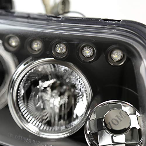 2008-2010 LED Halo Black Projector Headlights - High Performance Driving Lamps Pair for Night Visibility & Style Upgrade | Perfect for Jeep Wrangler, Dodge Ram & Off-Road Vehicles