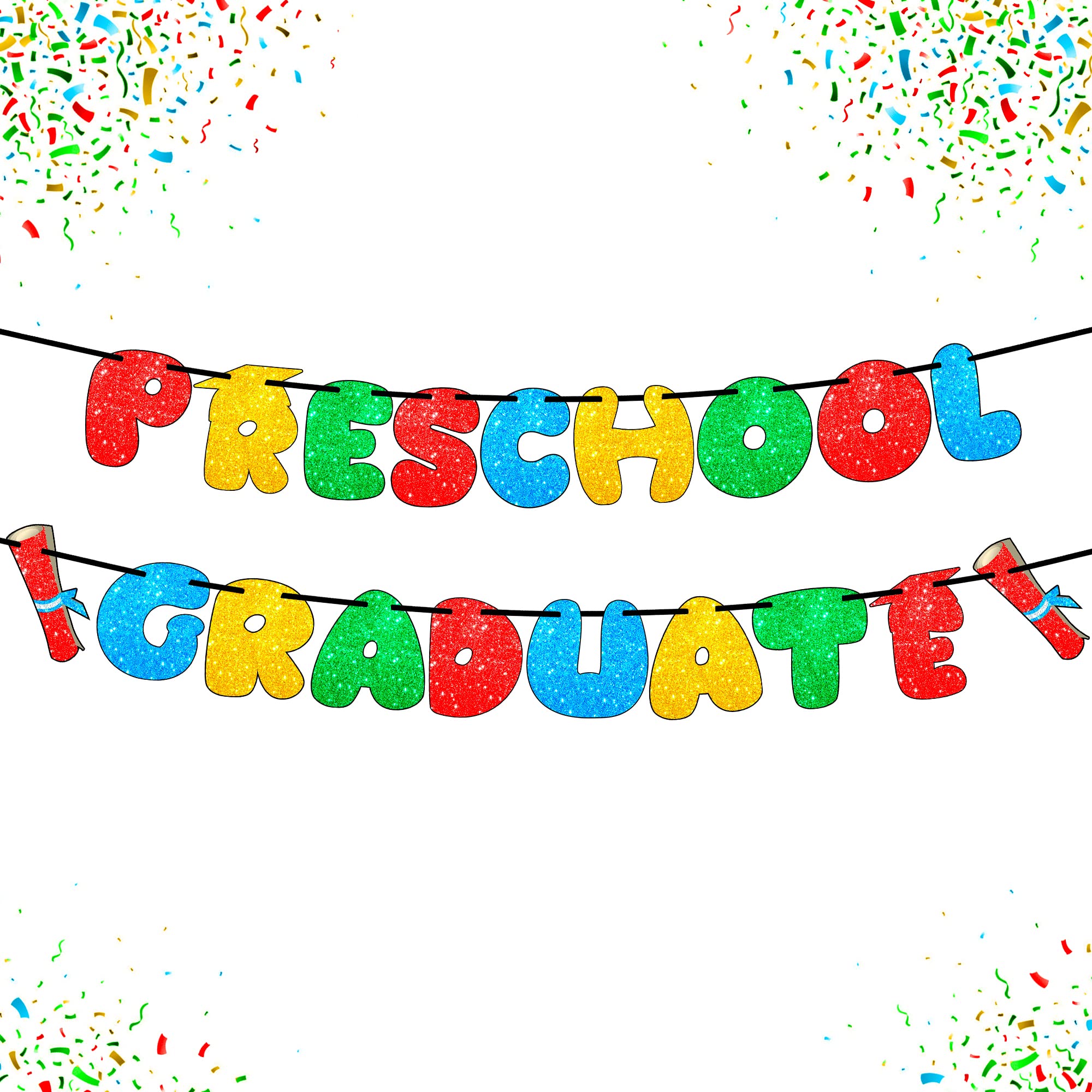 KatchOn 10ft Glitter Preschool Graduation Banner - Ready-to-Use Class of 2025 Graduation Sign for PreK, VPK & Kindergarten Decorations | Perfect for Classroom Parties, Photo Backdrops & Graduation Ceremonies