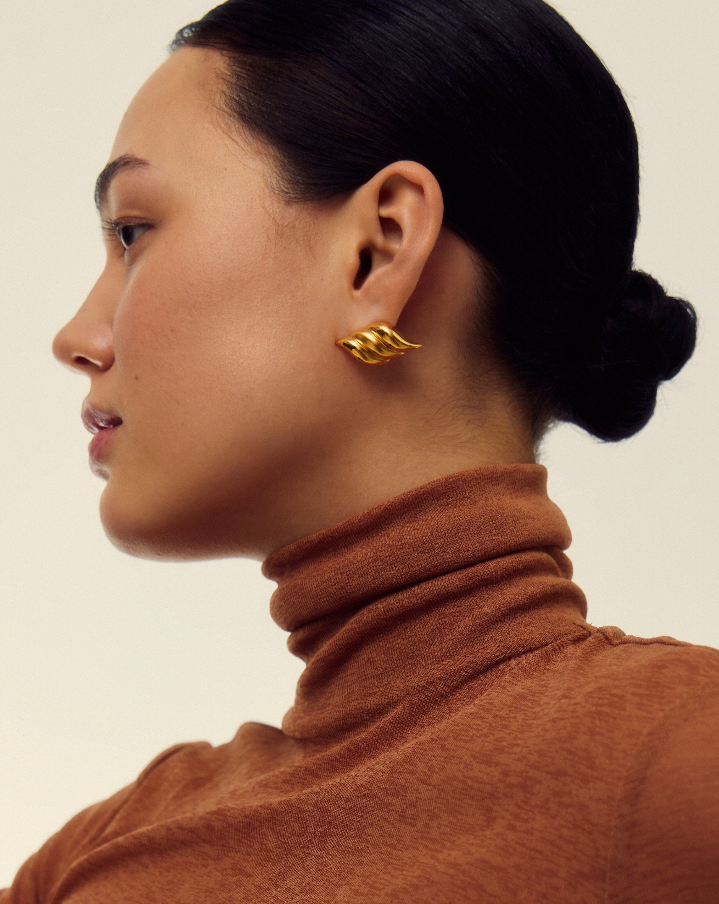Savi Signature Oversized Stud Earrings for Women - 18k Gold Plated Hoop Earrings - Trendy Fashion Jewelry for Parties, Weddings & Everyday Wear