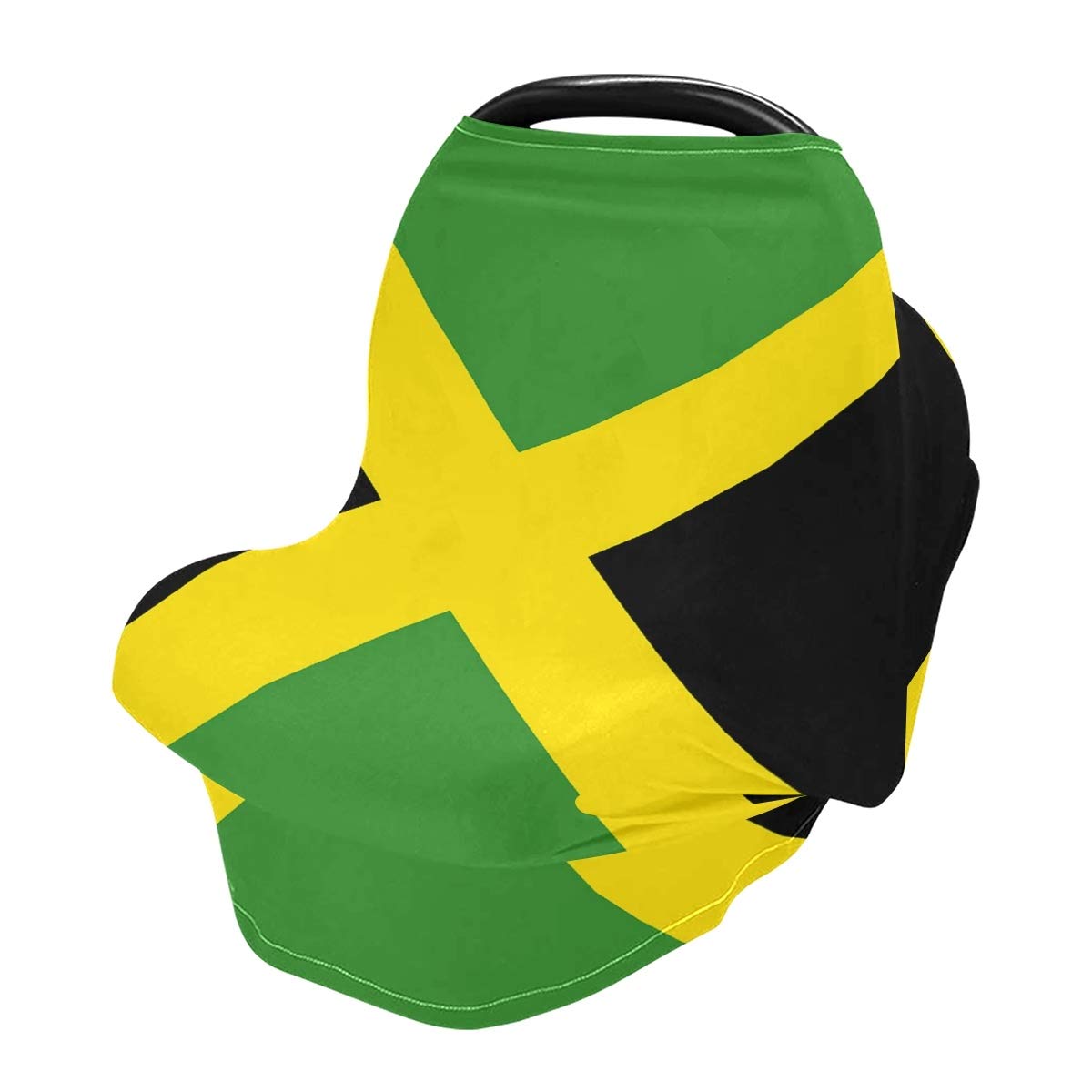 Jamaica Flag Nursing Cover - Breastfeeding Scarf & Baby Car Seat Canopy - Universal Infant Stroller Cover for Girls and Boys - Perfect for Travel, Shopping, and Outdoor Nursing