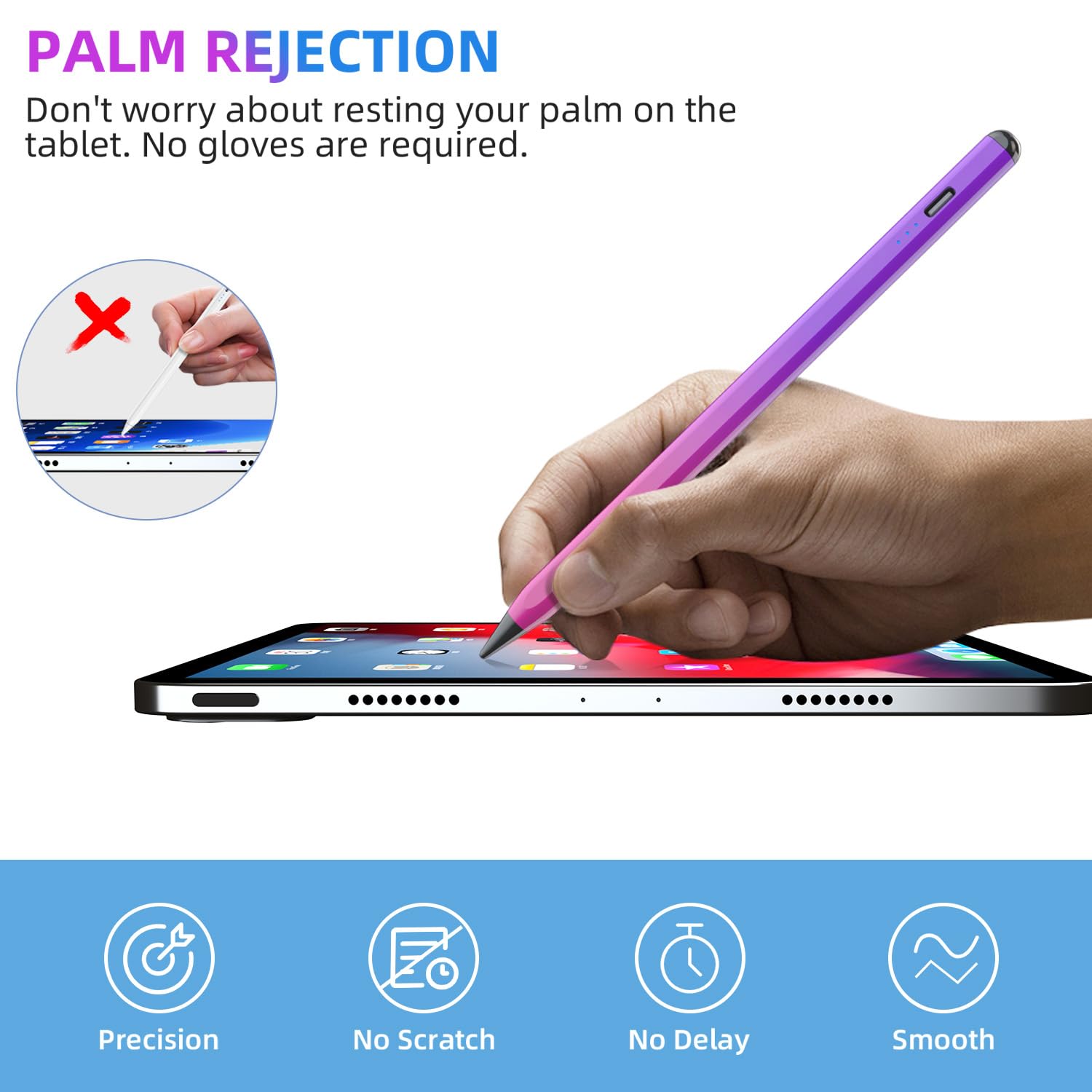 Premium Stylus Pen for iPad 10th/9th Gen, iPad Air 5/4/3, iPad Pro 11/12.9 Inch - Apple Pencil Alternative with Palm Rejection & Tilt Sensitivity, Magnetic Attachment (Purple & Red) - Perfect for Digital Art, Note-Taking & Professional Design