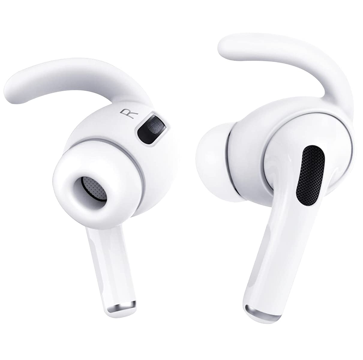 Premium 6 Pairs Anti-Slip Silicone Earbud Tips for AirPods Pro - Secure Fit for Sports & Workouts - Sweatproof & Noise Isolating Ear Hooks - Replacement Accessories for Apple AirPods Pro (White) - Perfect for Running, Gym & Outdoor Activities