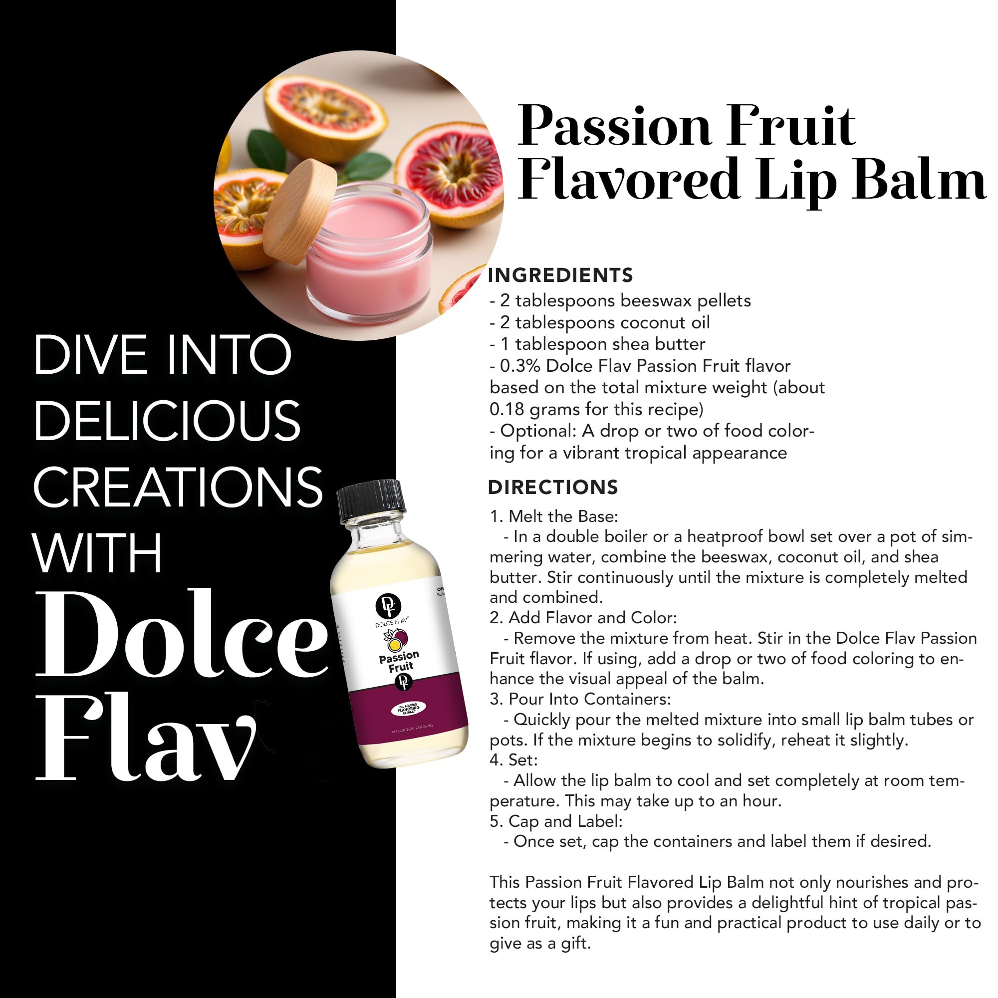 **Dolce Flav Passion Fruit Extract - 1 Gallon Oil-Soluble Flavoring for Candy, Baking, Lip Balm & Ice Cream - Multipurpose Kitchen Ingredient - Perfect Holiday Gift for Bakers & Food Enthusiasts**    *(Ideal for enhancing desserts, beverages, DIY cosmetics, and gourmet recipes at home or in professional kitchens.)*