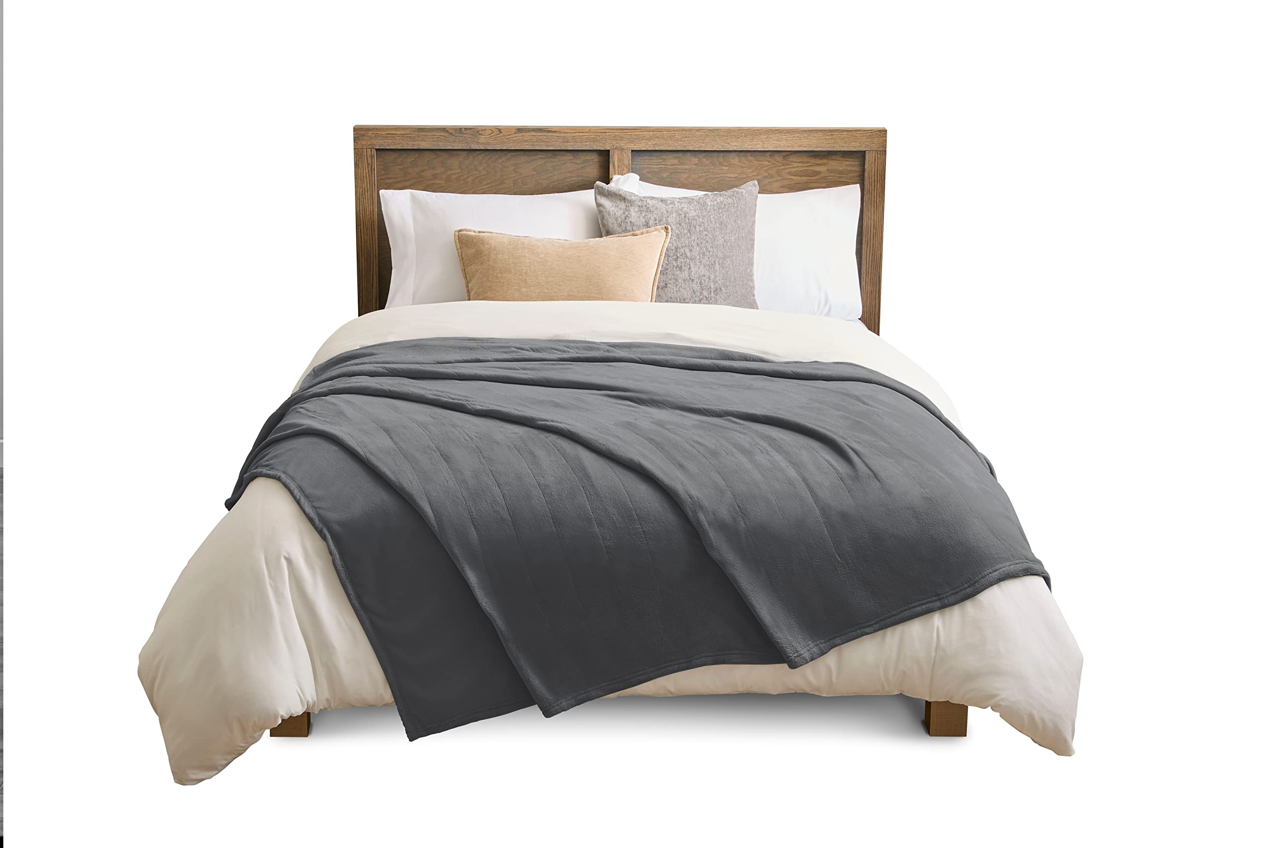 Sunbeam Microplush Slate Heated Blanket King Size - Ultra Soft Electric Warming Blanket with 10 Heat Settings (Model 2158503) - Perfect for Cold Nights, Winter Bedding & Cozy Home Comfort