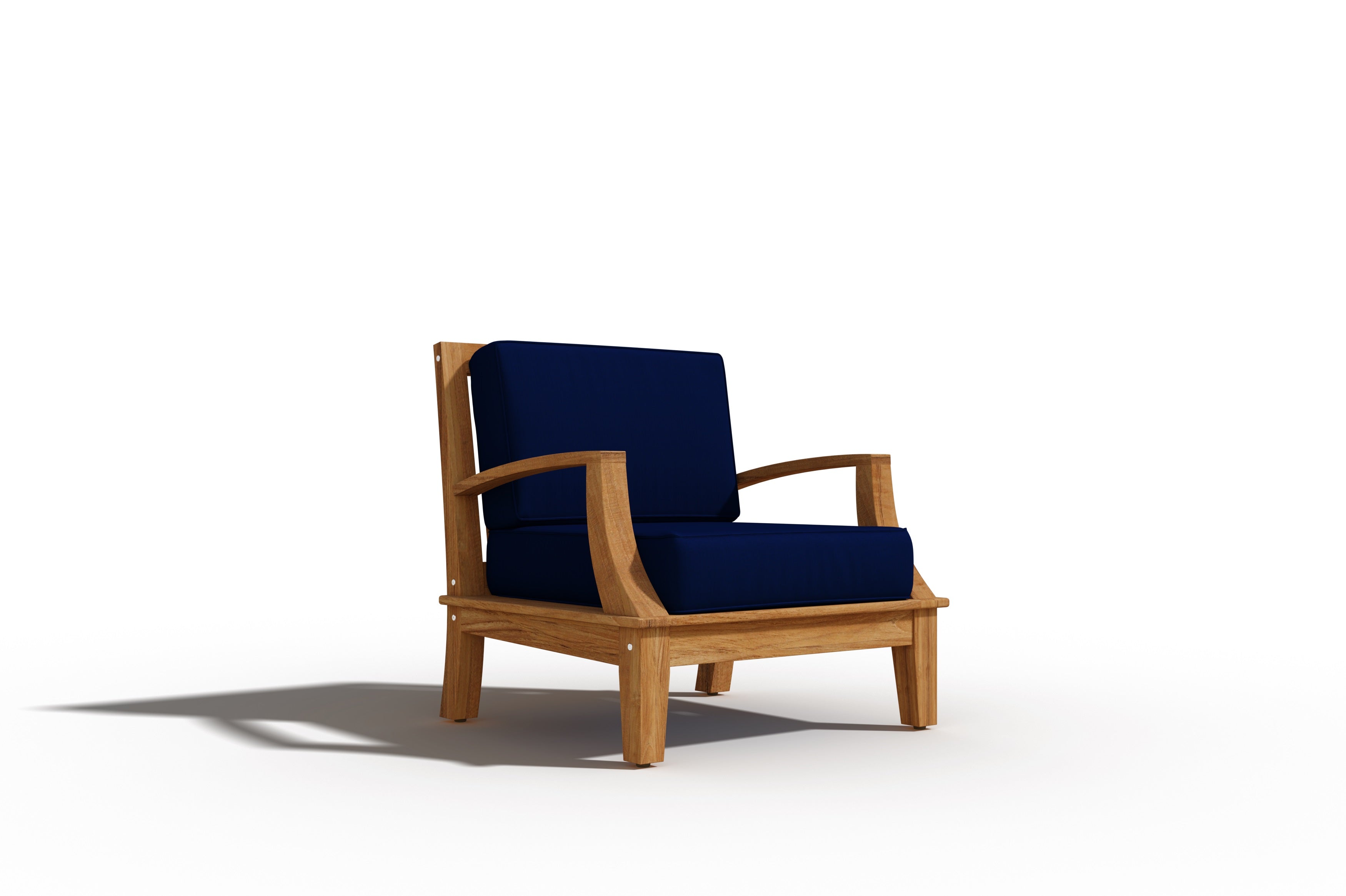 Premium Eliane Teak Outdoor Club Chair with Sunbrella Navy Cushion - Weather-Resistant Patio Furniture for Poolside, Garden & Backyard Relaxation