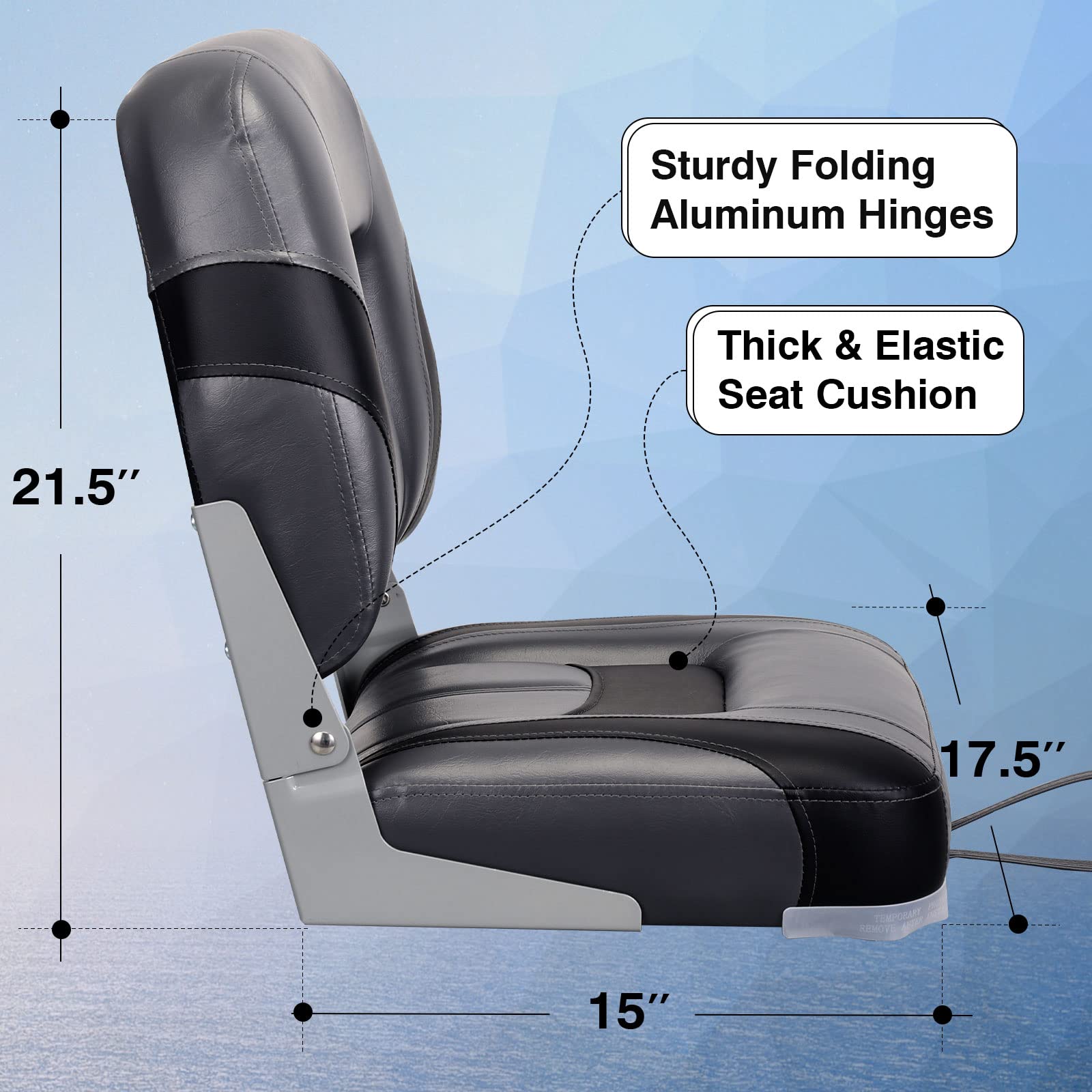 Leader Accessories Elite Low/High Back Folding Fishing Boat Seat Set (2 Seats) - Durable & Comfortable for Boating, Camping, and Outdoor Adventures