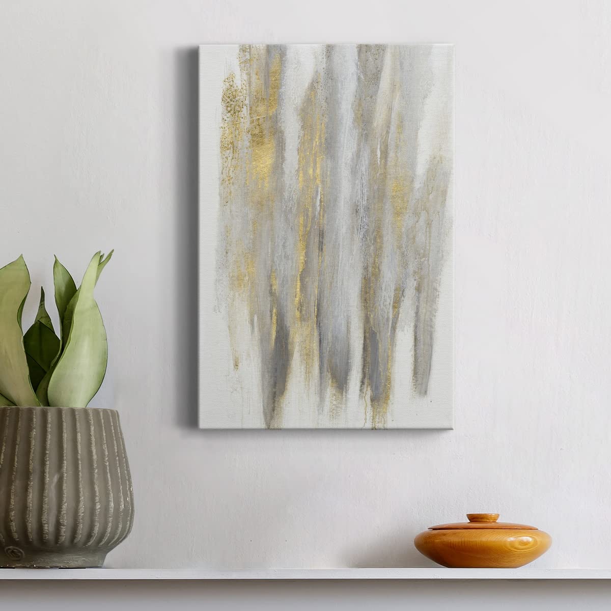 Modern Gold & White Abstract Canvas Wall Art - 8