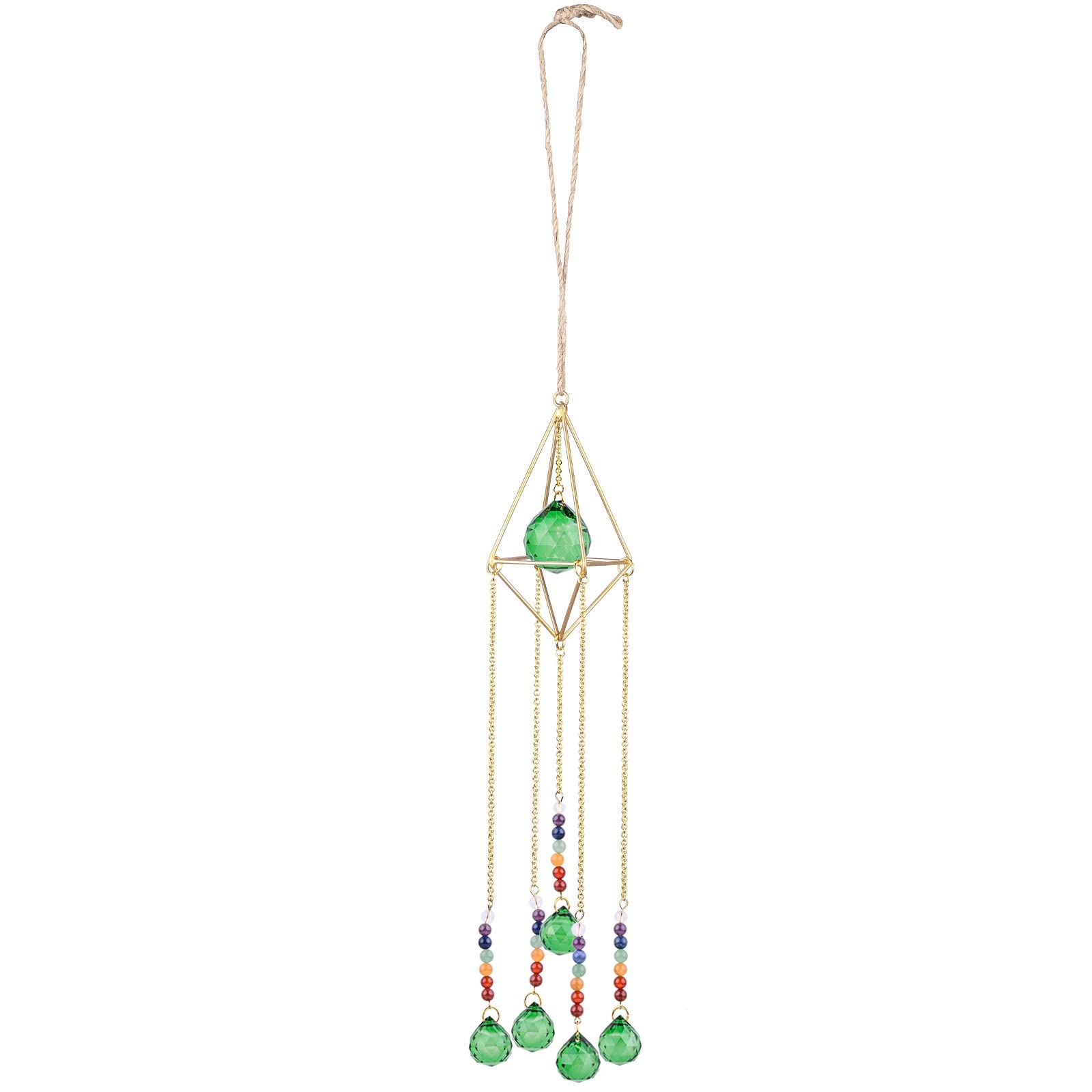 Handmade Crystal Sun Catcher - Rainbow Maker Wind Chime for Home & Garden Decor, Housewarming Gift (Green) | Perfect for Window, Wall & Outdoor Decorations to Create Stunning Light Reflections