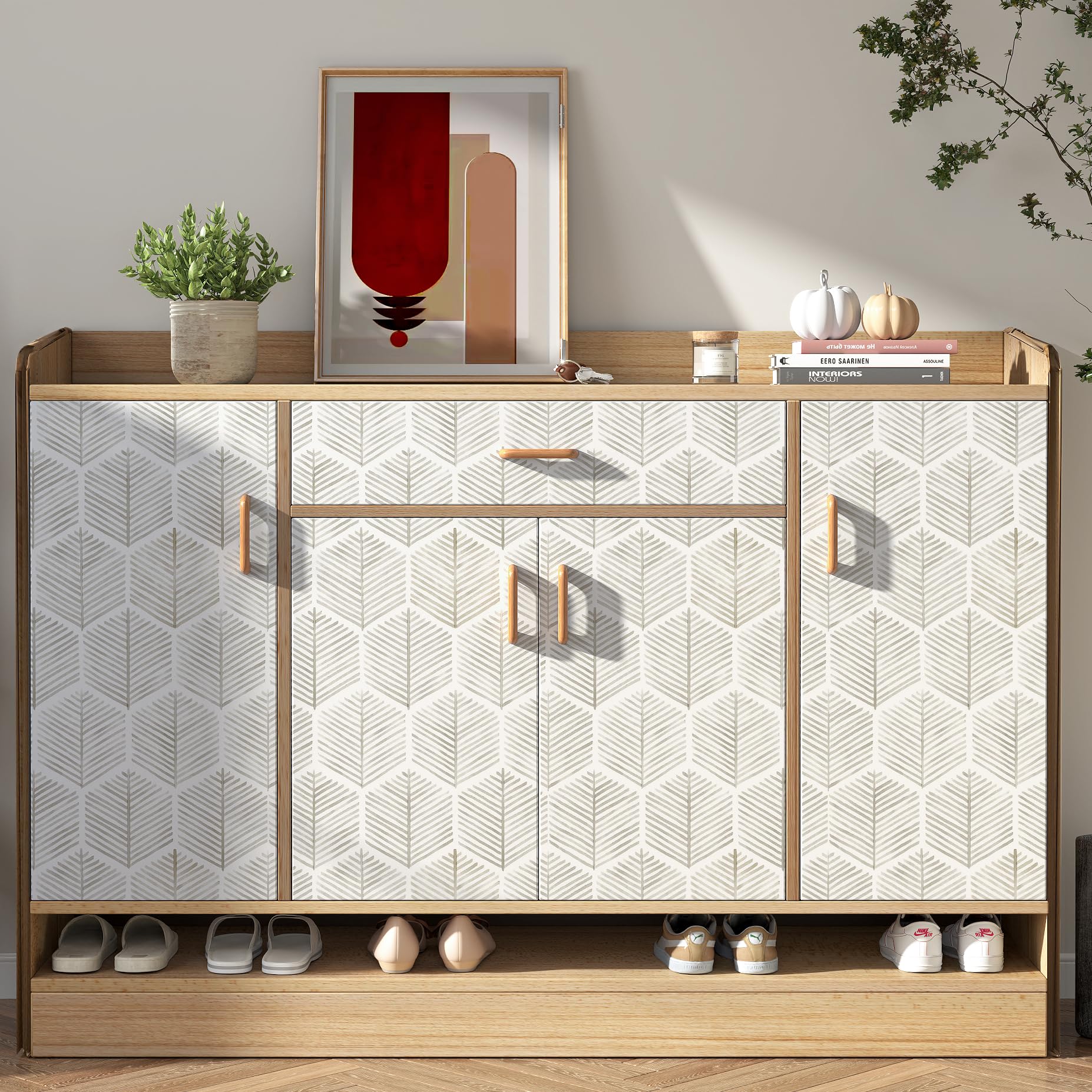 MelunMer Modern Peel and Stick Wallpaper - Boho Self Adhesive Contact Paper for Cabinets, Drawers (17.3
