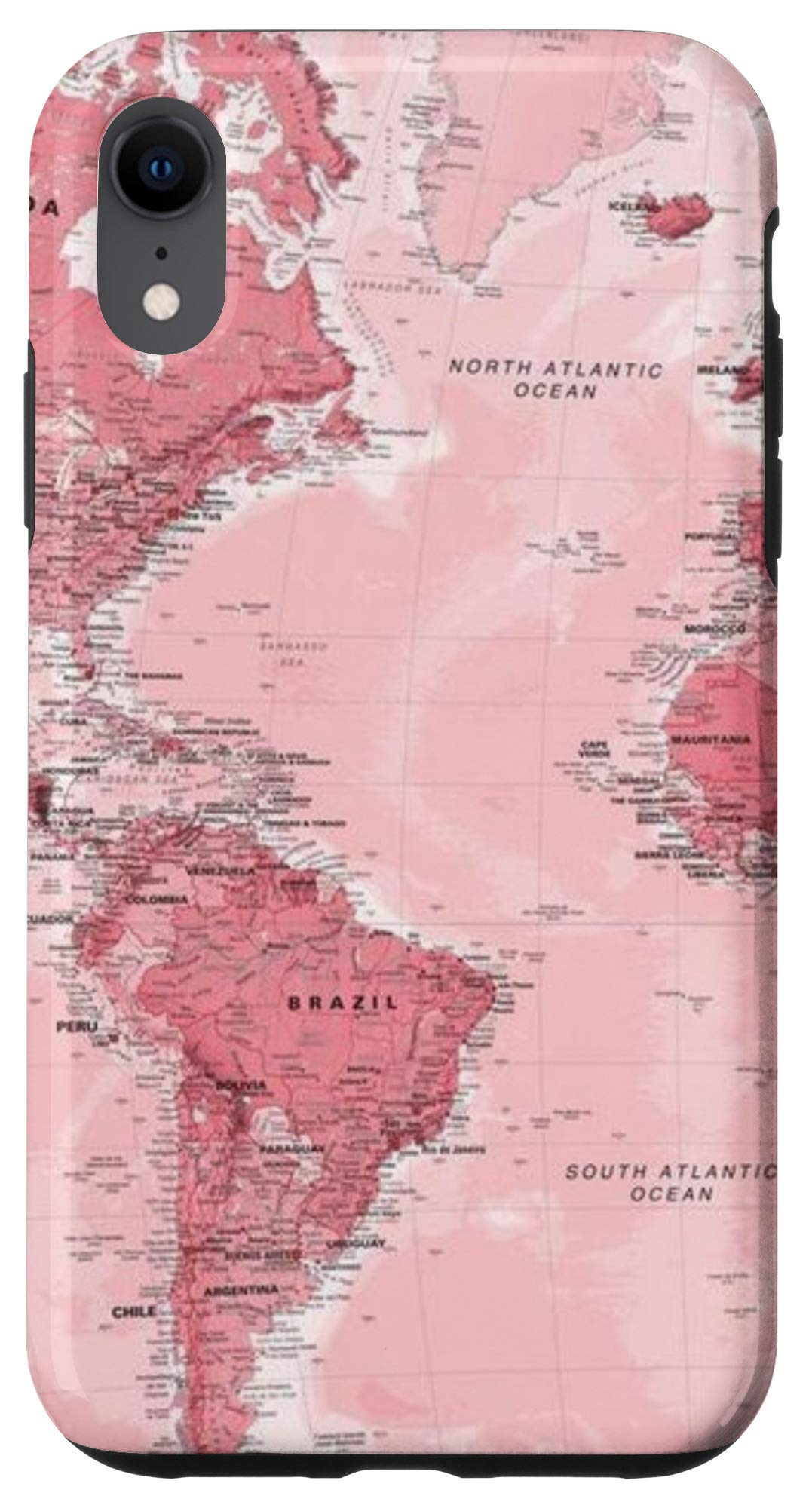 iPhone XR Case - World Map Traveler Design with South America & Atlantic Ocean - Durable Protective Cover for Travel Enthusiasts & Adventure Seekers - Perfect for Backpacking, Road Trips & Outdoor Explorations