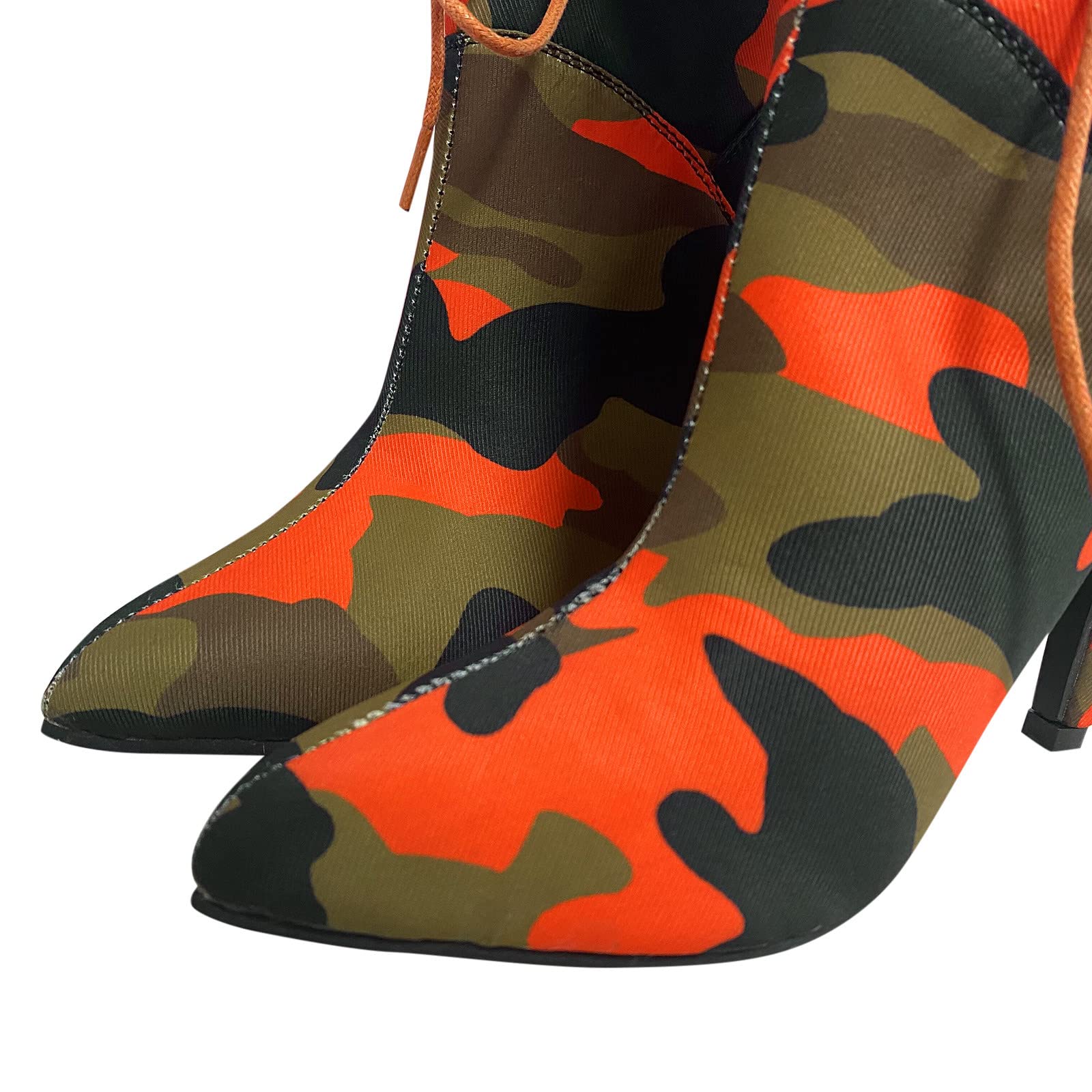 Women's Fashion Camouflage High Heel Pointed Toe Suede Boots for Fall 2023 - Trendy Mid-Calf Boots for Casual Outfits, Office Wear & Night Out
