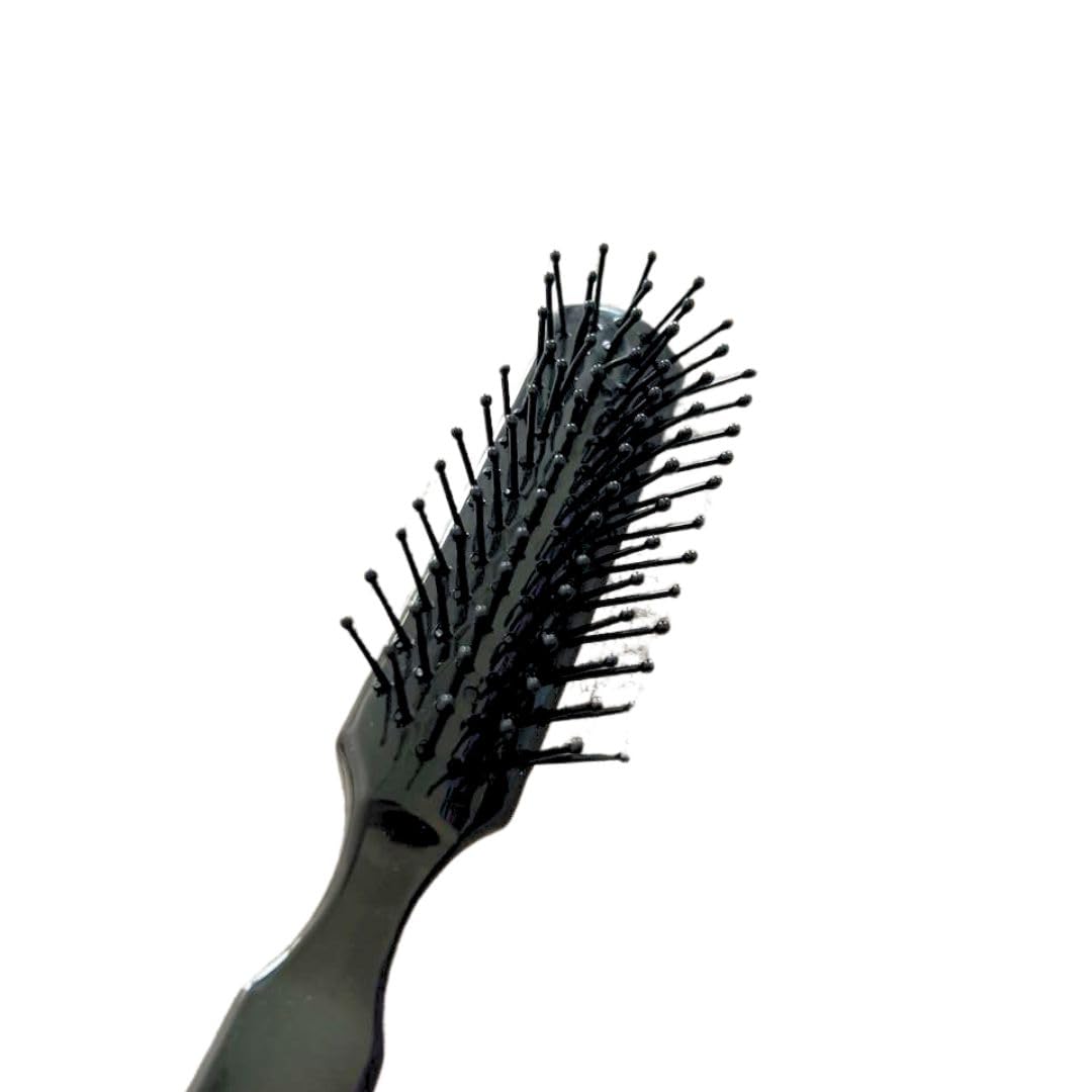 FOLELLO Quick Dry Detangling Hair Brush - Unisex Plastic Hair Styling Tool for Adults & Kids | Salon & Home Use | Perfect for Blow Drying, Styling & Smoothing Hair (Black)