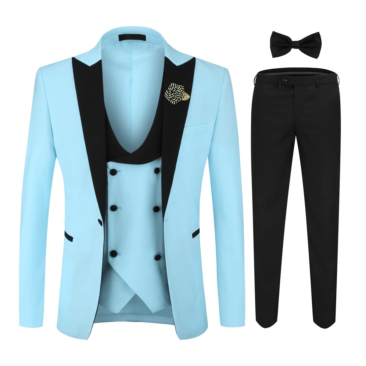 YFFUSHI Men's Slim Fit 3 Piece Suit Set - One Button Prom Blazer, Vest & Dress Pants | Formal Business Attire, Wedding & Special Occasion Outfit