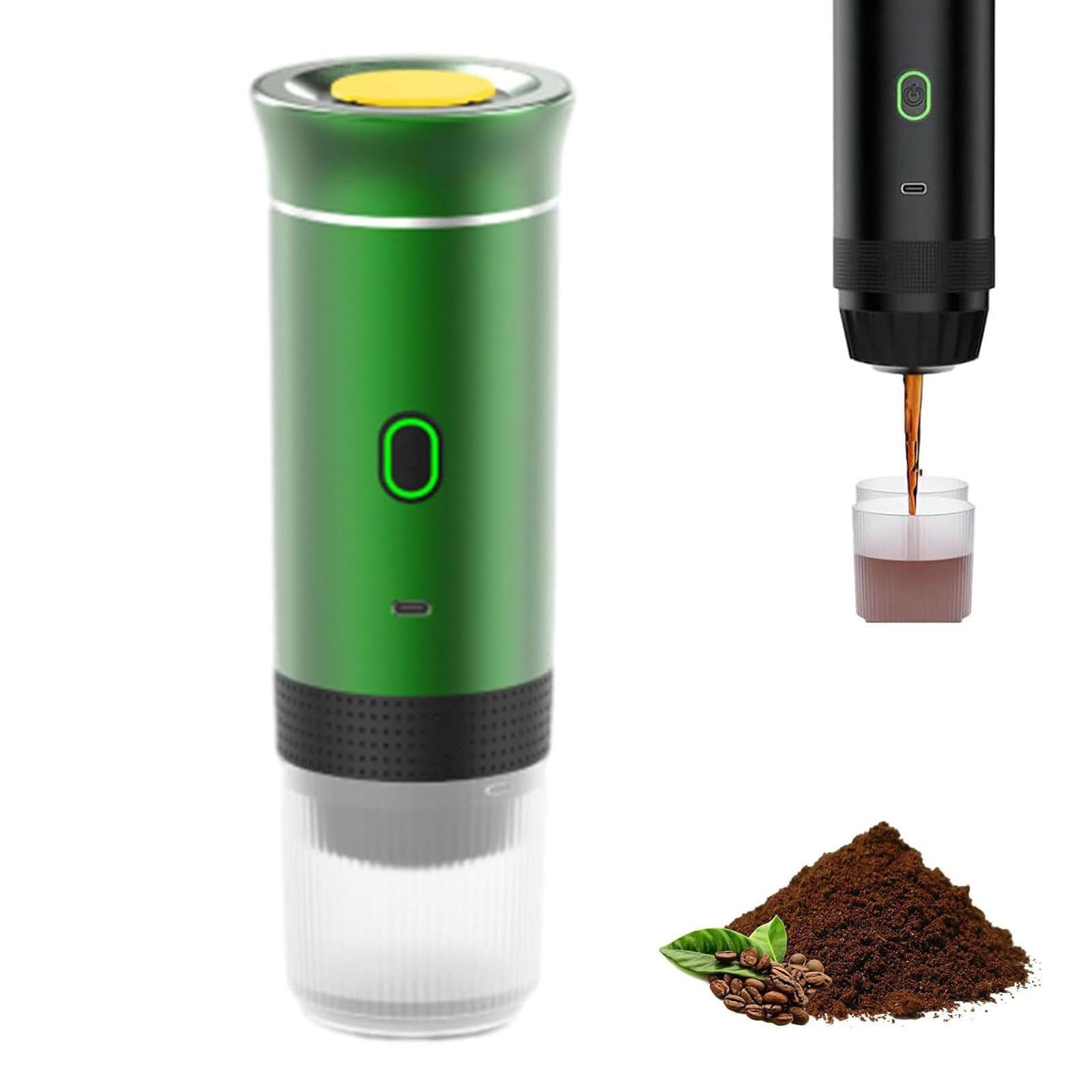 Go Brew V2.0 Portable Espresso Machine - 3-in-1 Wireless Electric Coffee Maker for Travel, Camping & Car Use - Self-Heating Compact Espresso Maker (Green) | Perfect for Outdoor Adventures, Road Trips & Office Breaks