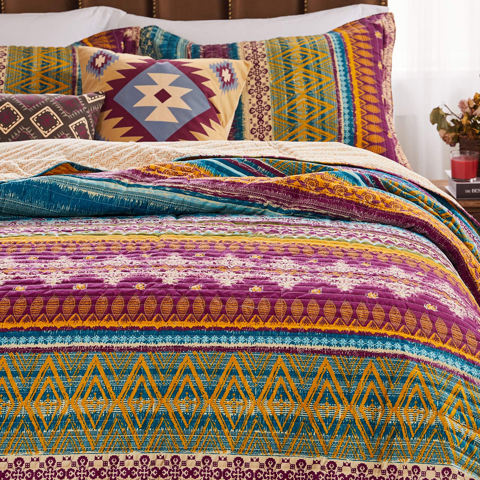 Greenland Home Southwest Style 4-Piece Quilt Set - Twin/XL Size, Siesta Pattern - Perfect for Southwestern Bedroom Decor & Guest Room Styling