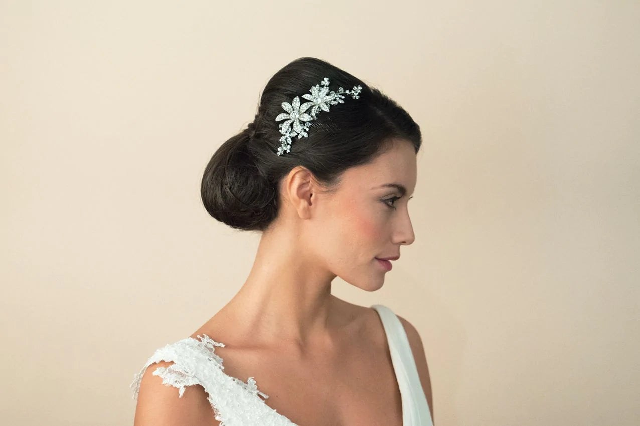 Ivory & Co Silver Bridal Hair Comb with Austrian Crystals - Lotus Design for Weddings, Prom, and Special Occasions