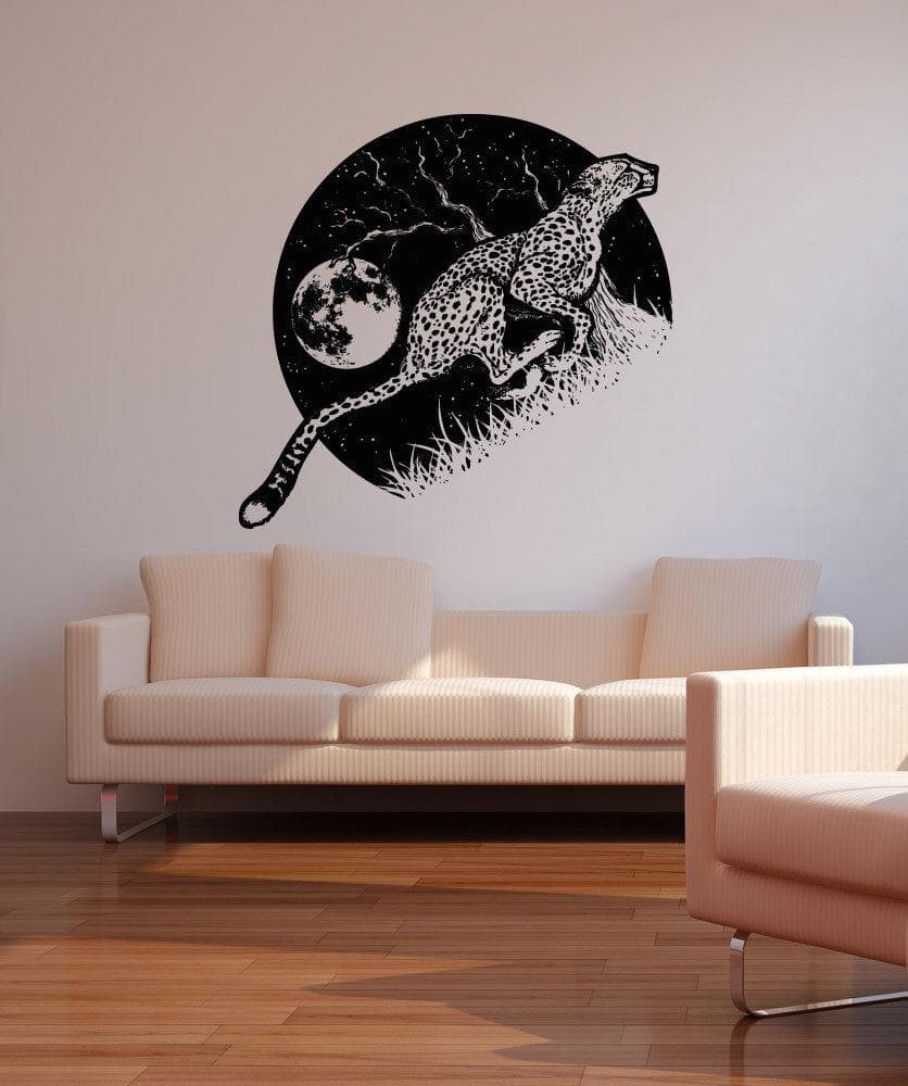 Cheetah Running at Night Vinyl Wall Decal Sticker - Premium Removable Home Decor for Bedroom, Living Room, Nursery | #OS_AA1565