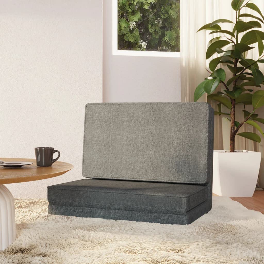CHARMMA Floor Chair with Back Support - Foldable Padded Sofa Sleeper, Recliner Couch for Adults, Gaming & Meditation Chair - 100% Polyester Fabric in Light Gray | Perfect for Living Room Lounging, Bedroom Relaxation & Video Game Sessions
