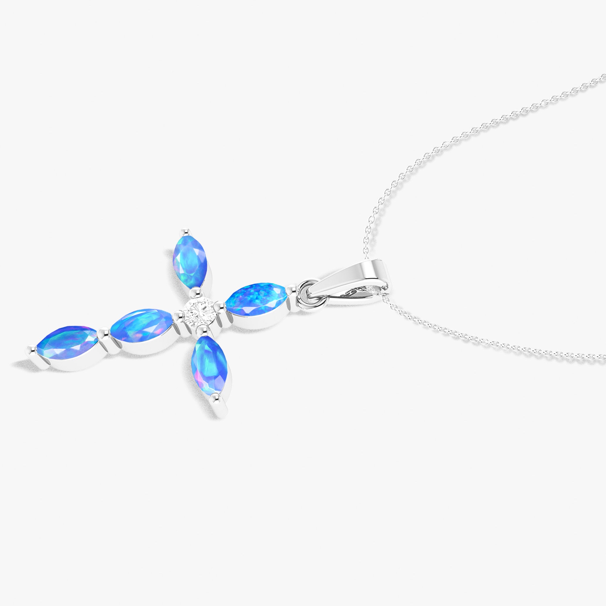 Natural Multi Fire Opal Marquise Gemstone Pendant Necklace for Women - Elegant Handmade Jewelry Gift for Birthday, Anniversary & Special Occasions