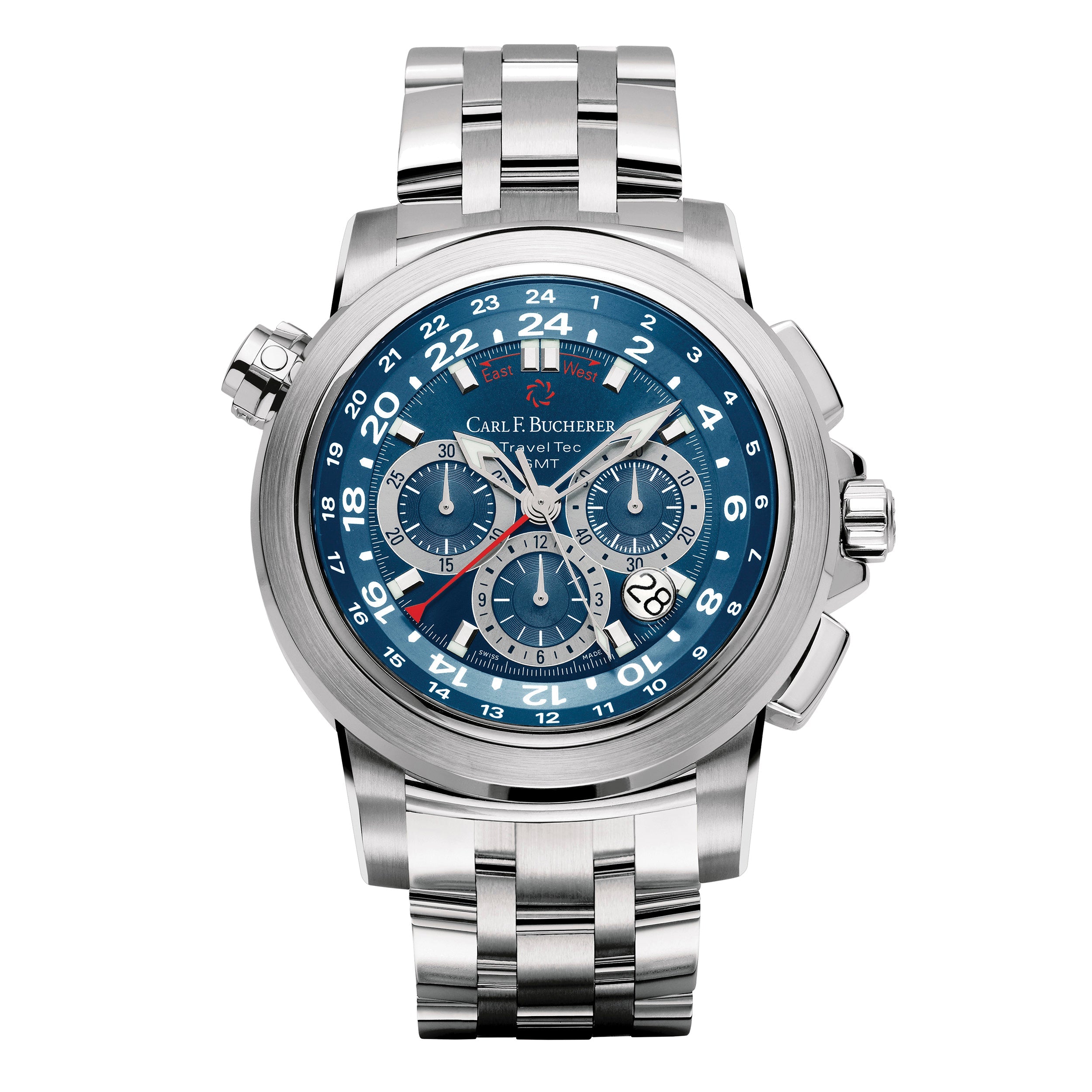 Patravi Traveltec Luxury Men's Watch - Swiss Automatic Chronograph with GMT Function for Business Travel & Adventure | Perfect for Frequent Flyers & Global Explorers