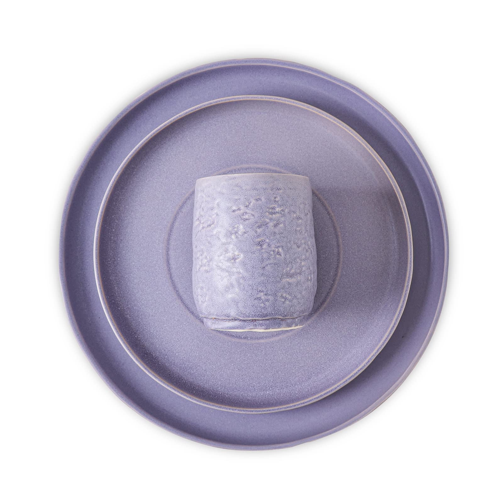 Mercer Project SHOSAI 16-Piece Stoneware Dinnerware Set - Modern Lavender Plates & Bowls for 4 - Durable Ceramic Dishware for Everyday Dining, Entertaining & Restaurant Use