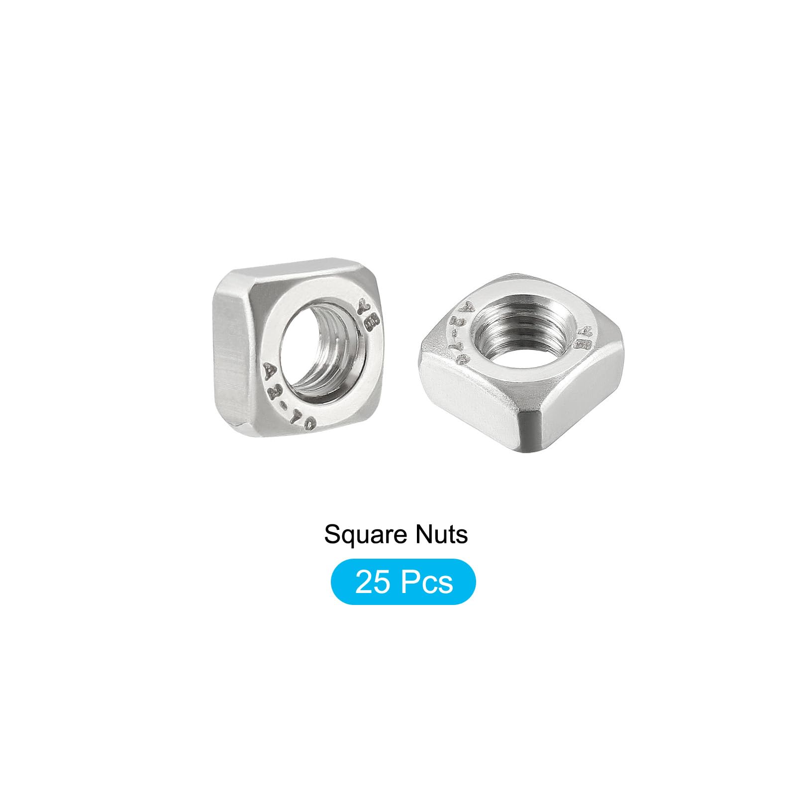 METALLIXITY M6x1mm 304 Stainless Steel Square Nuts (20Pcs) - Silver Tone Hardware Fasteners for Furniture, Construction & Mechanical Equipment | DIY Projects, Industrial Use & Home Repairs